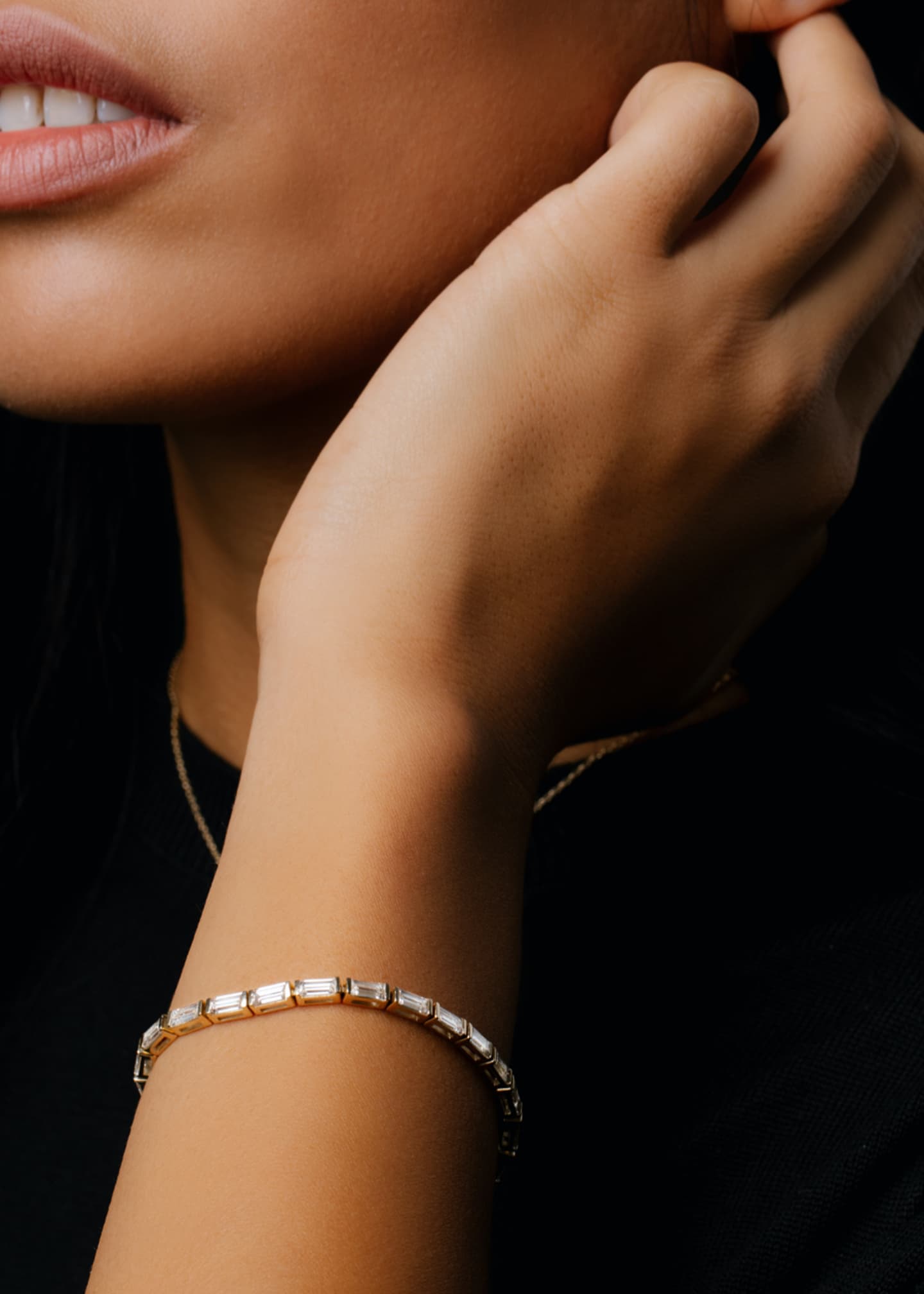 VRAI 14K Gold Baguette Lab Grown Diamond Tennis Bracelet, 6.00tcw Image 2 of 5