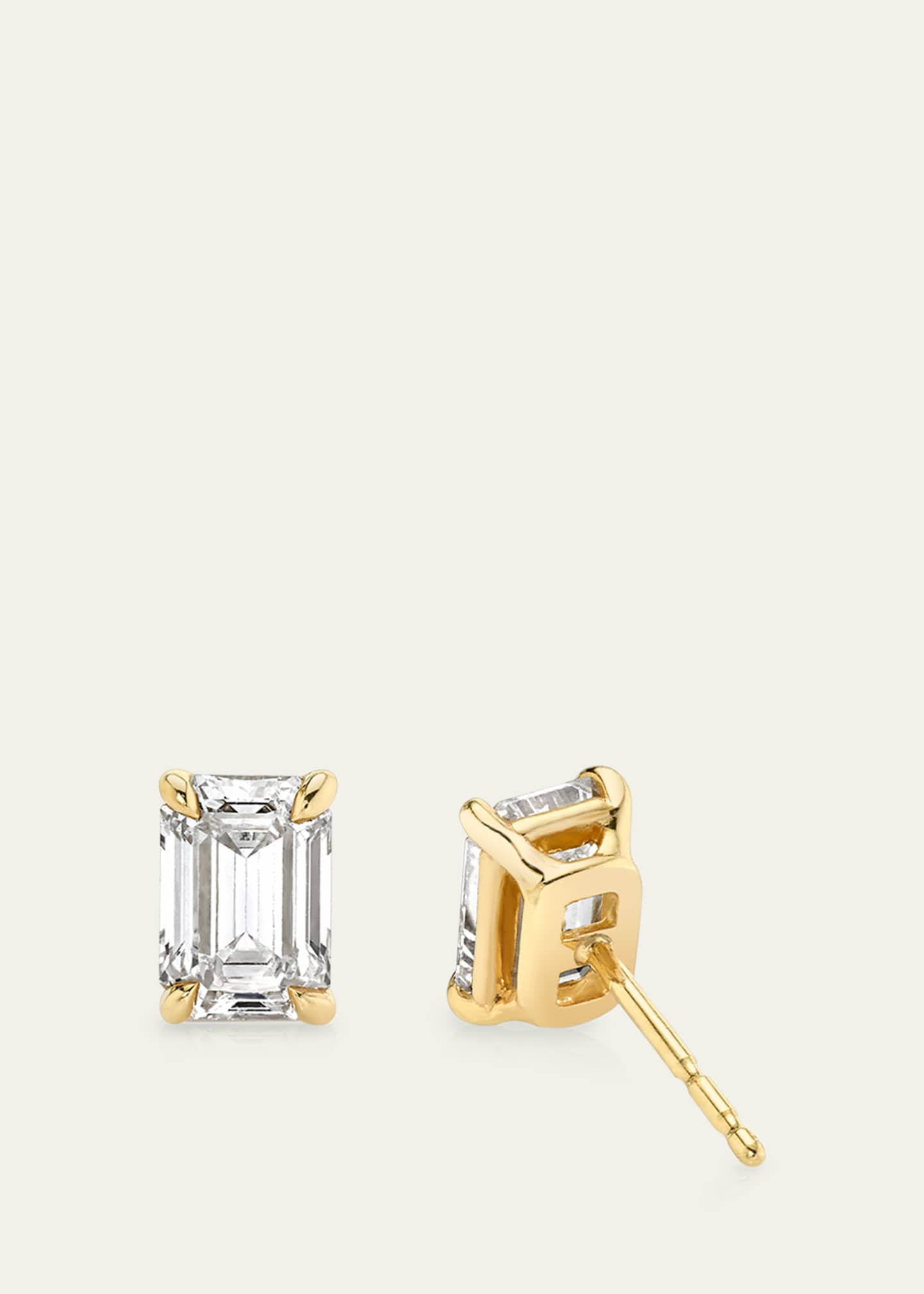 VRAI 14K White Gold Emerald Solitaire Lab Grown Diamond Stud Earrings, 1.00tcw Image 3 of 3