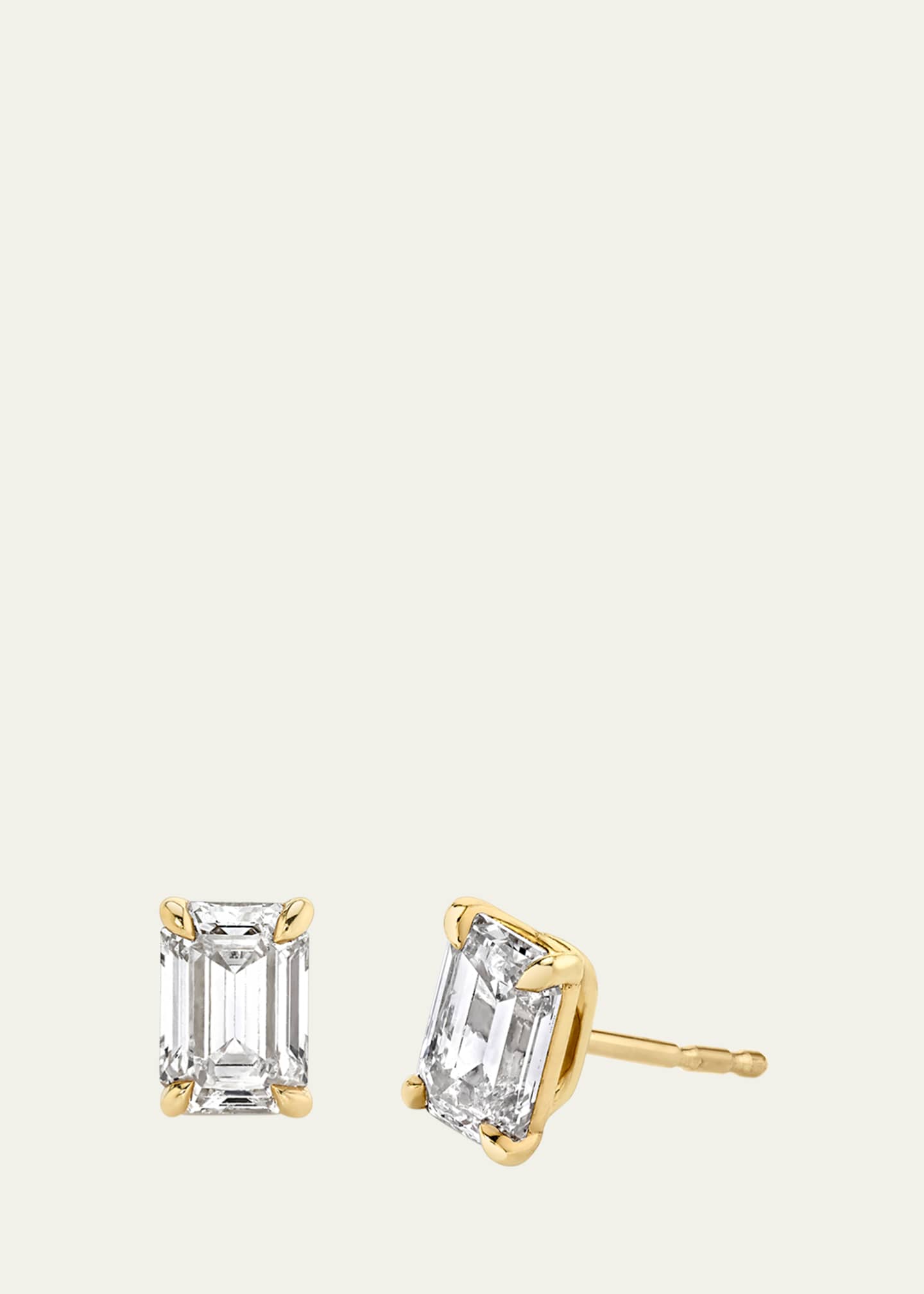 VRAI 14K White Gold Emerald Solitaire Lab Grown Diamond Stud Earrings, 1.00tcw Image 1 of 3