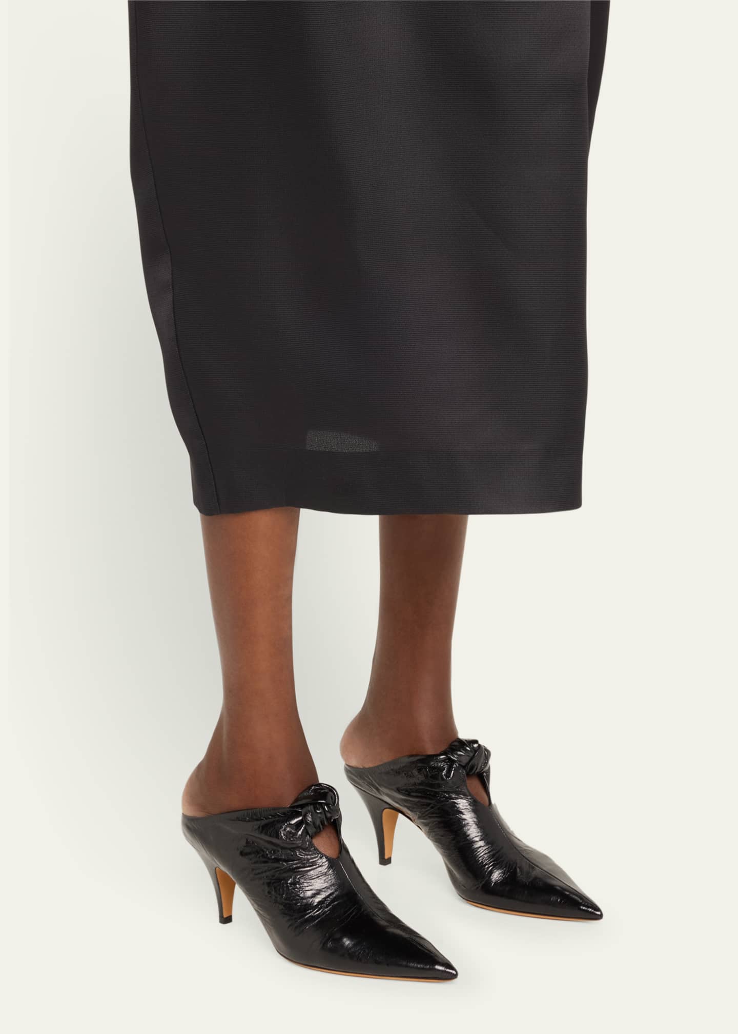 Khaite Rowan Crinkle Leather Bow Mules Image 2 of 5