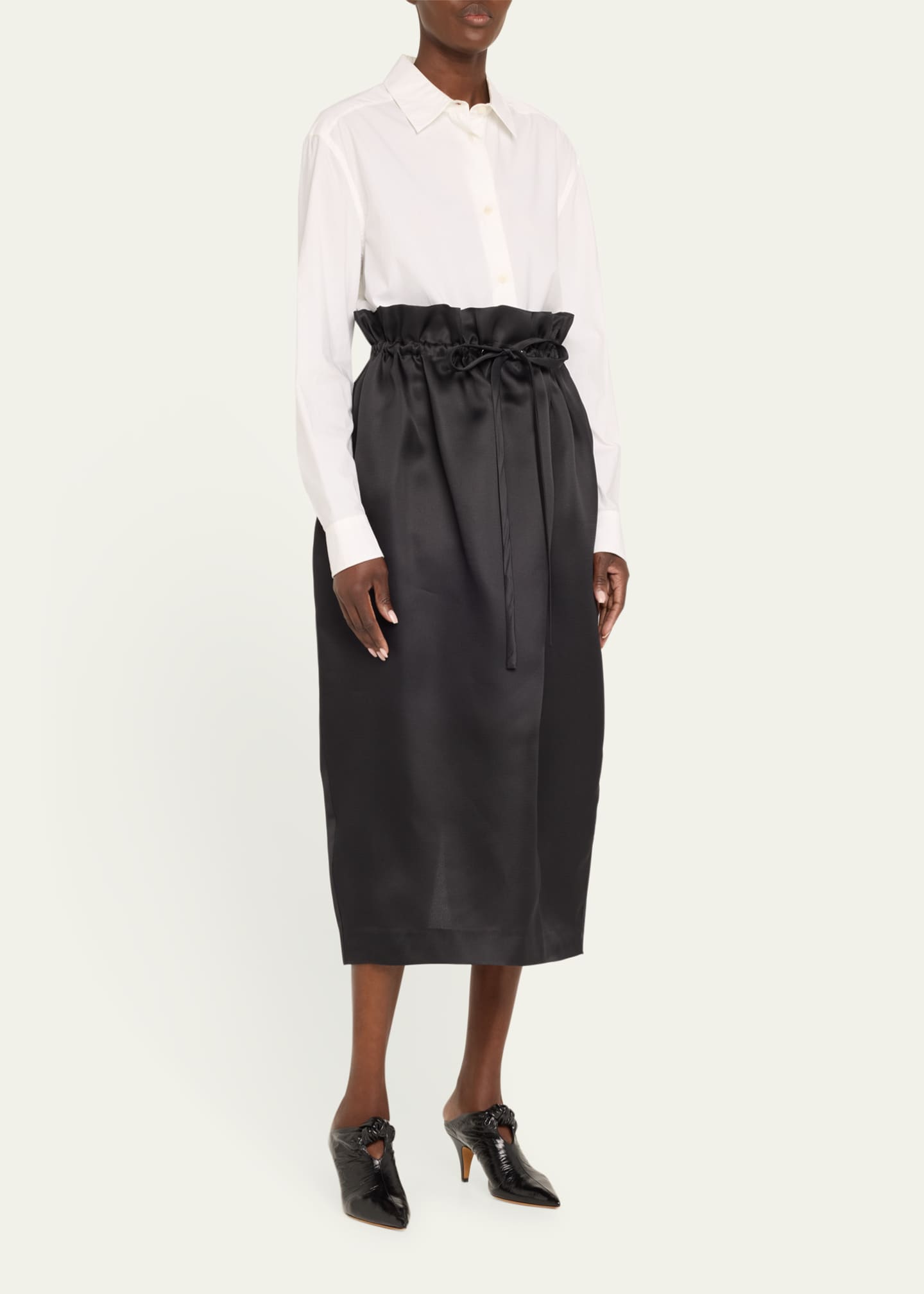 Khaite Rowan Crinkle Leather Bow Mules Image 3 of 5