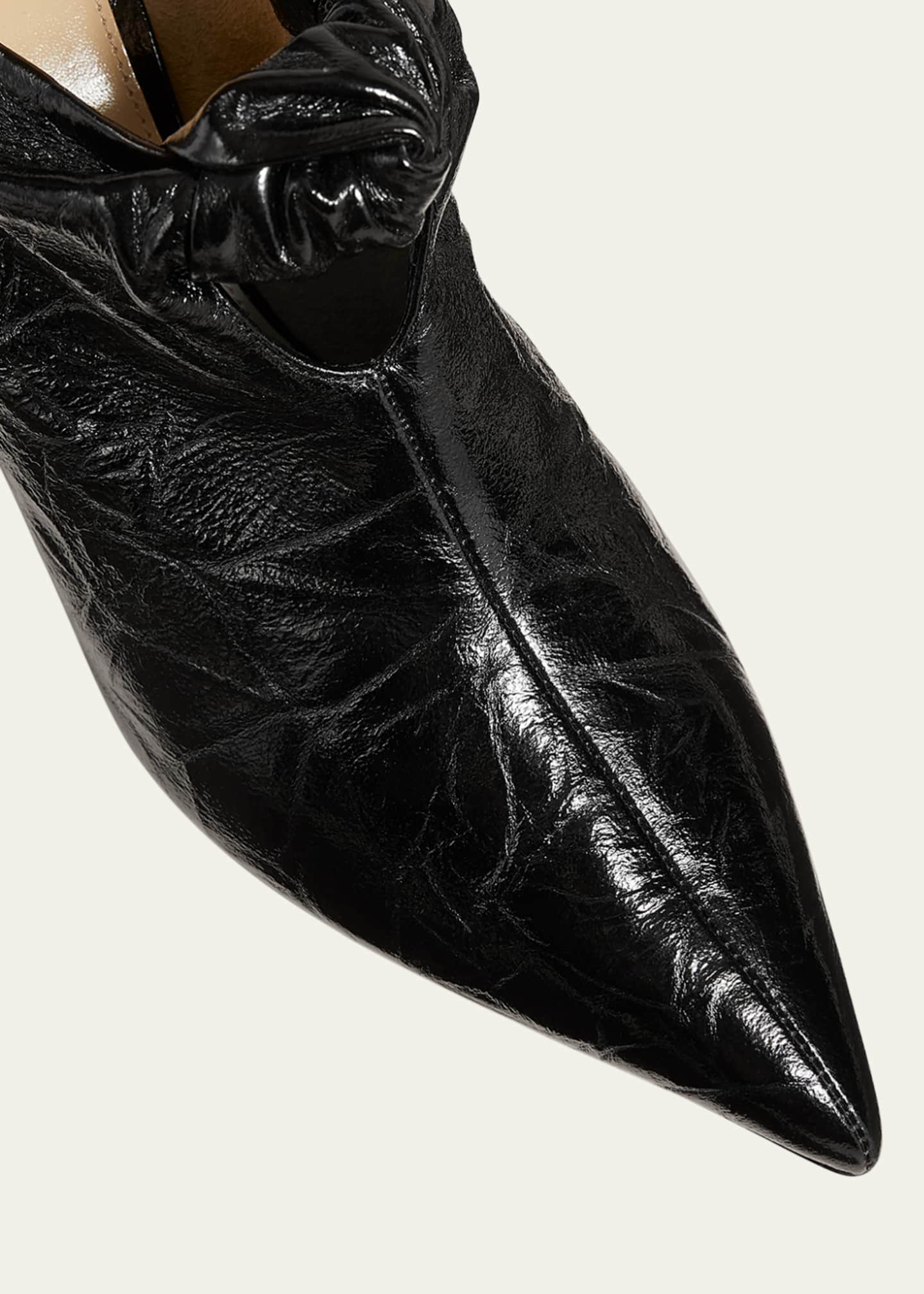 Khaite Rowan Crinkle Leather Bow Mules Image 5 of 5