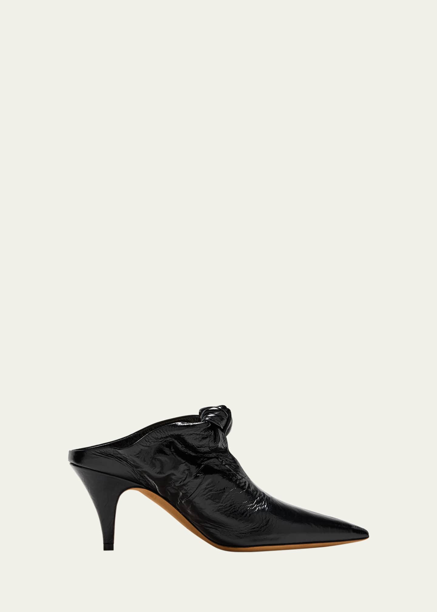 Khaite Rowan Crinkle Leather Bow Mules Image 1 of 5