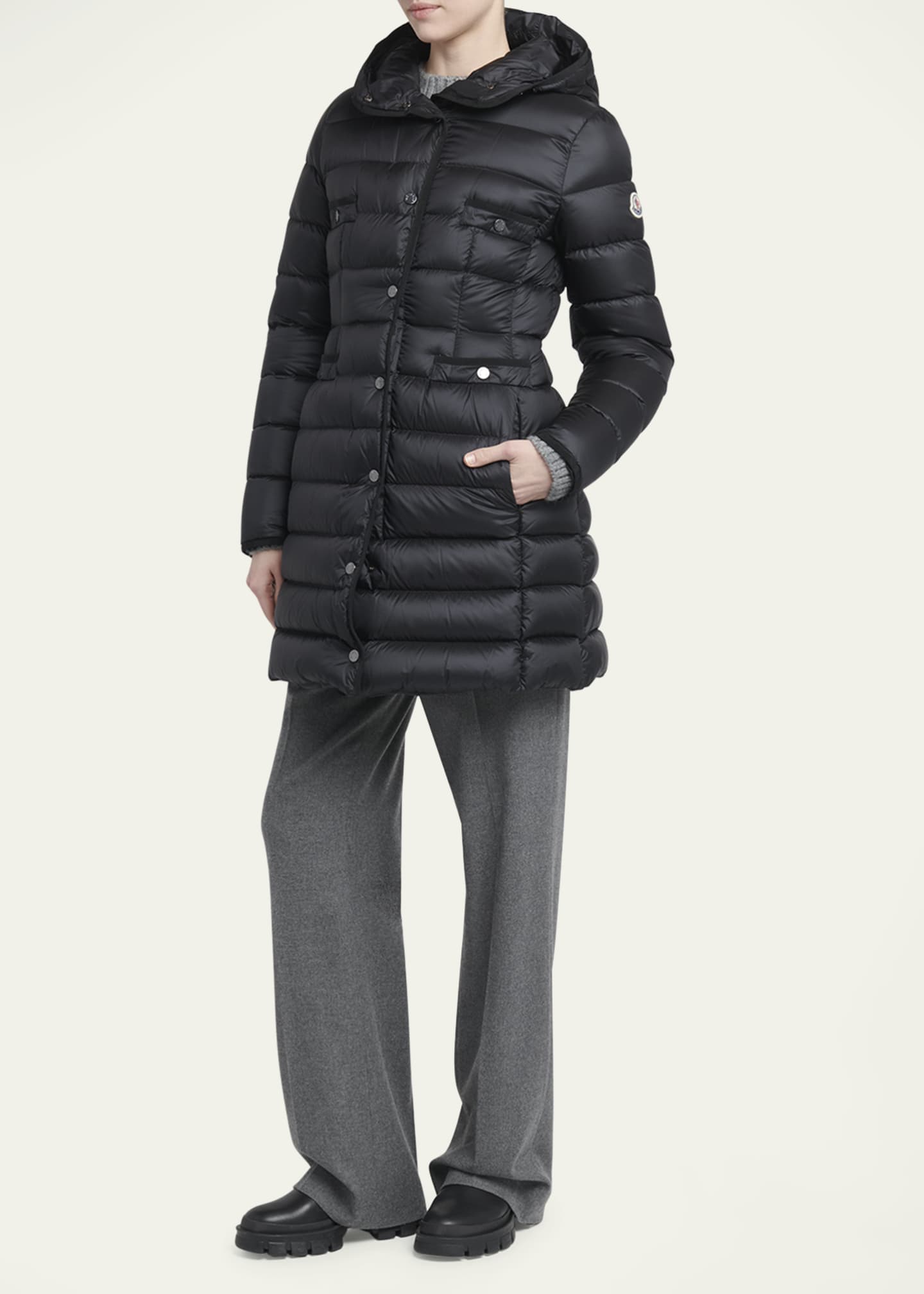 Moncler Hirma Lightweight Long Puffer Coat Image 2 of 5
