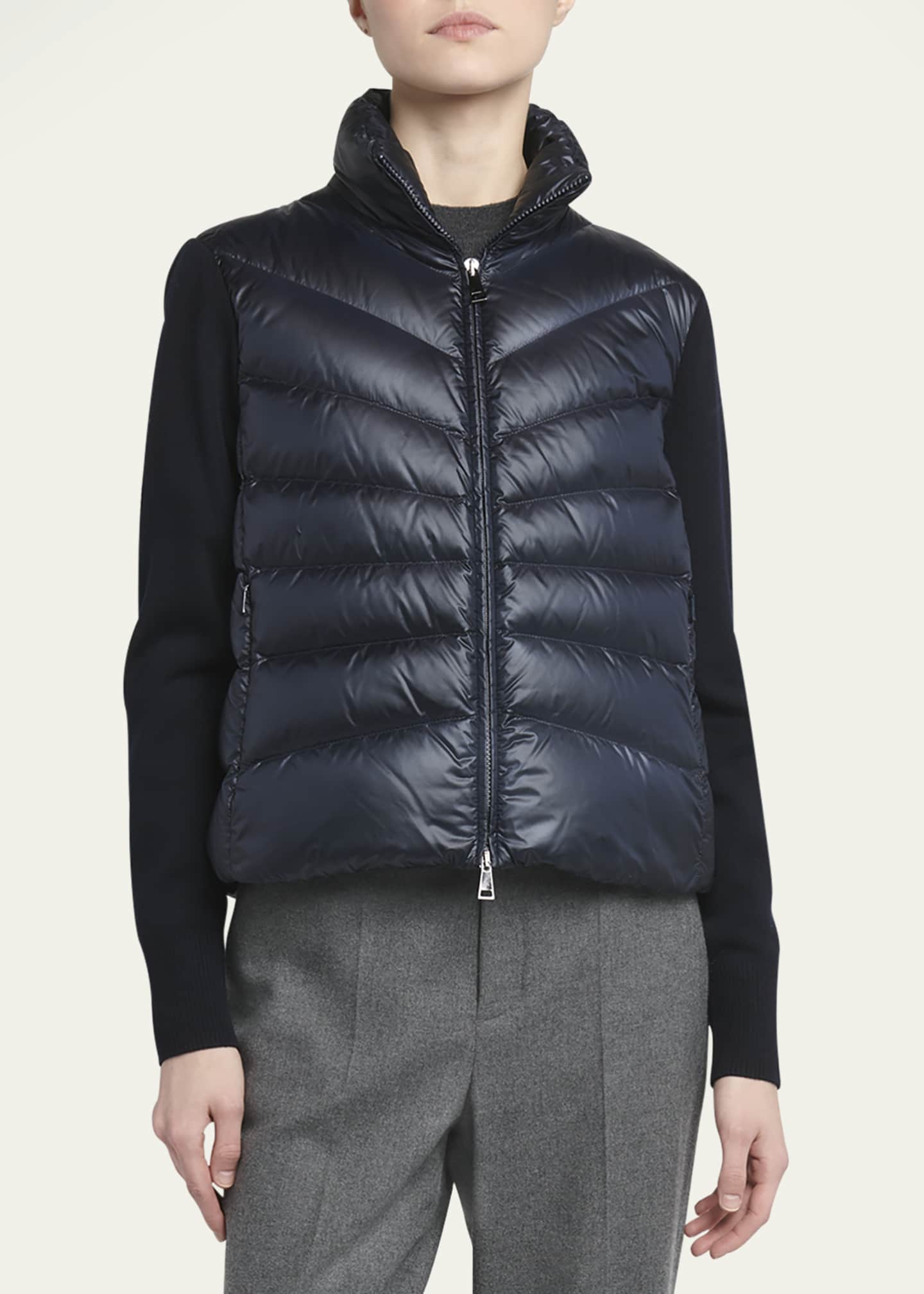 Moncler Lightweight Wool Puffer Cardigan Image 4 of 5