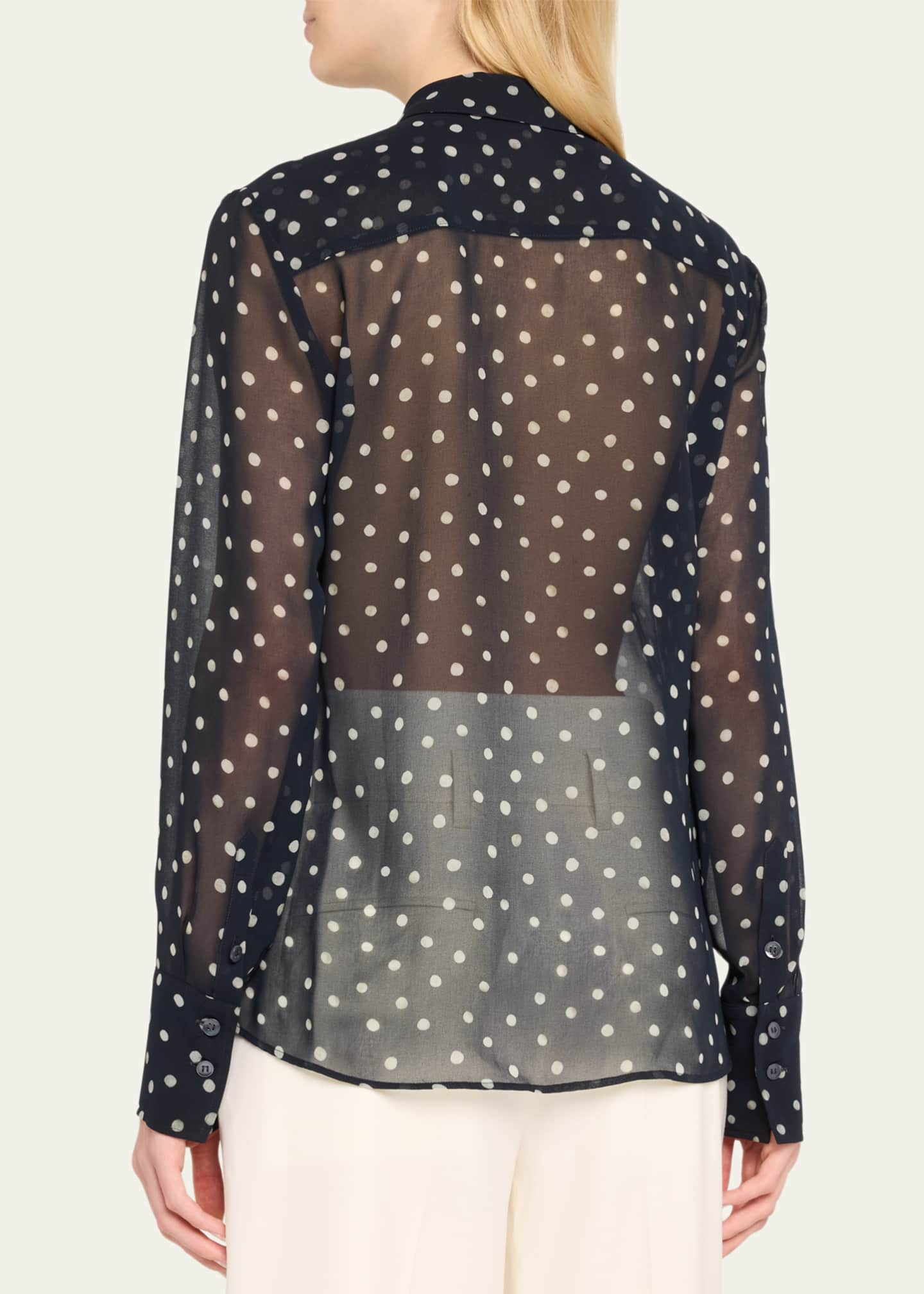 Altuzarra Chika Polka-Dot Sheer Button-Front Top Image 3 of 5