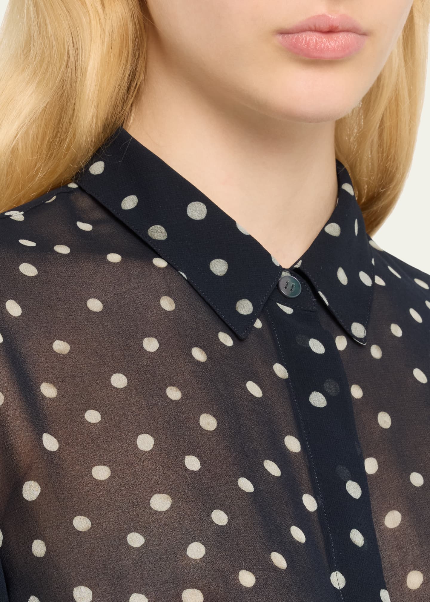 Altuzarra Chika Polka-Dot Sheer Button-Front Top Image 5 of 5