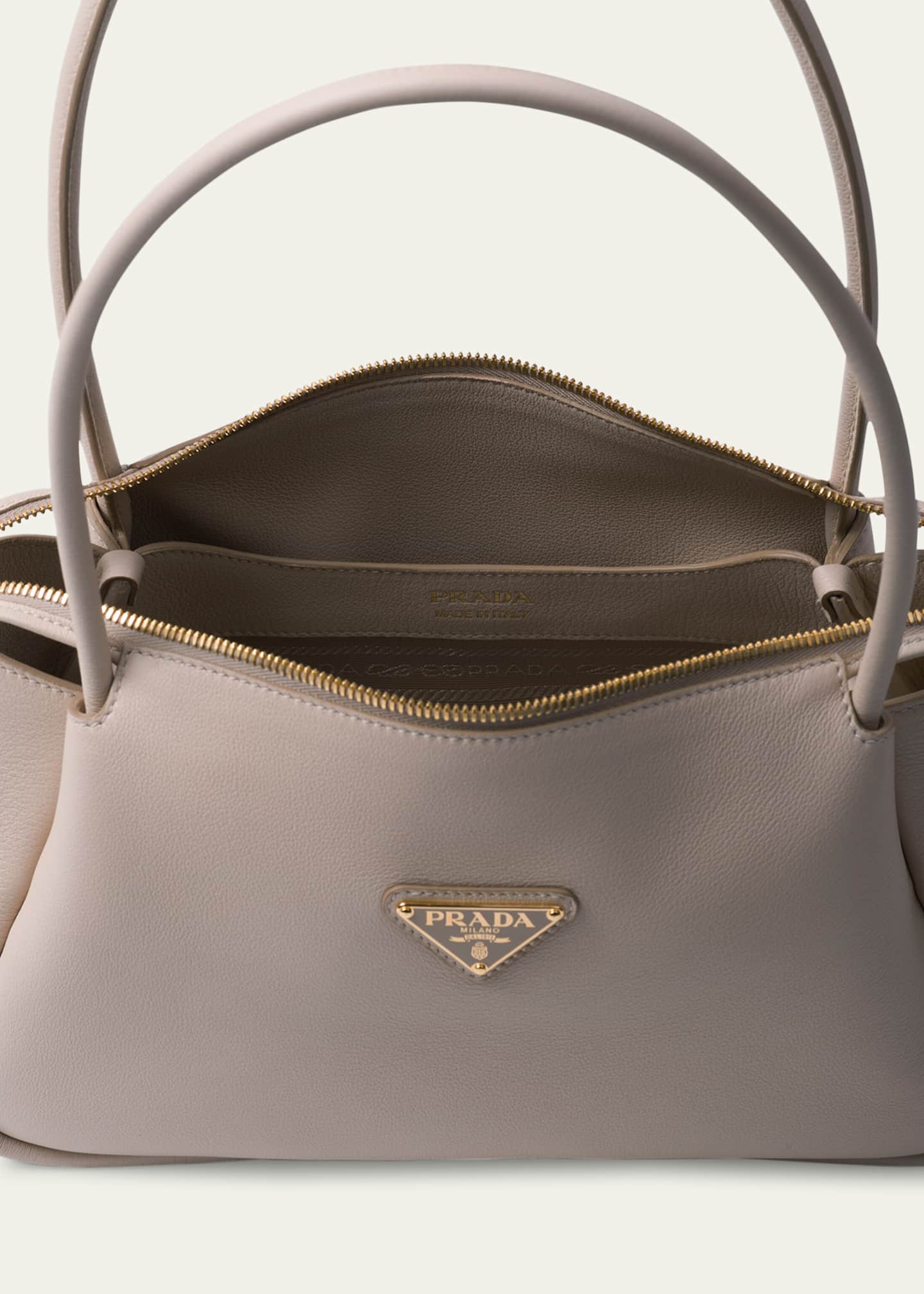 Prada Medium Zip Grain Leather Shoulder Bag Image 3 of 3