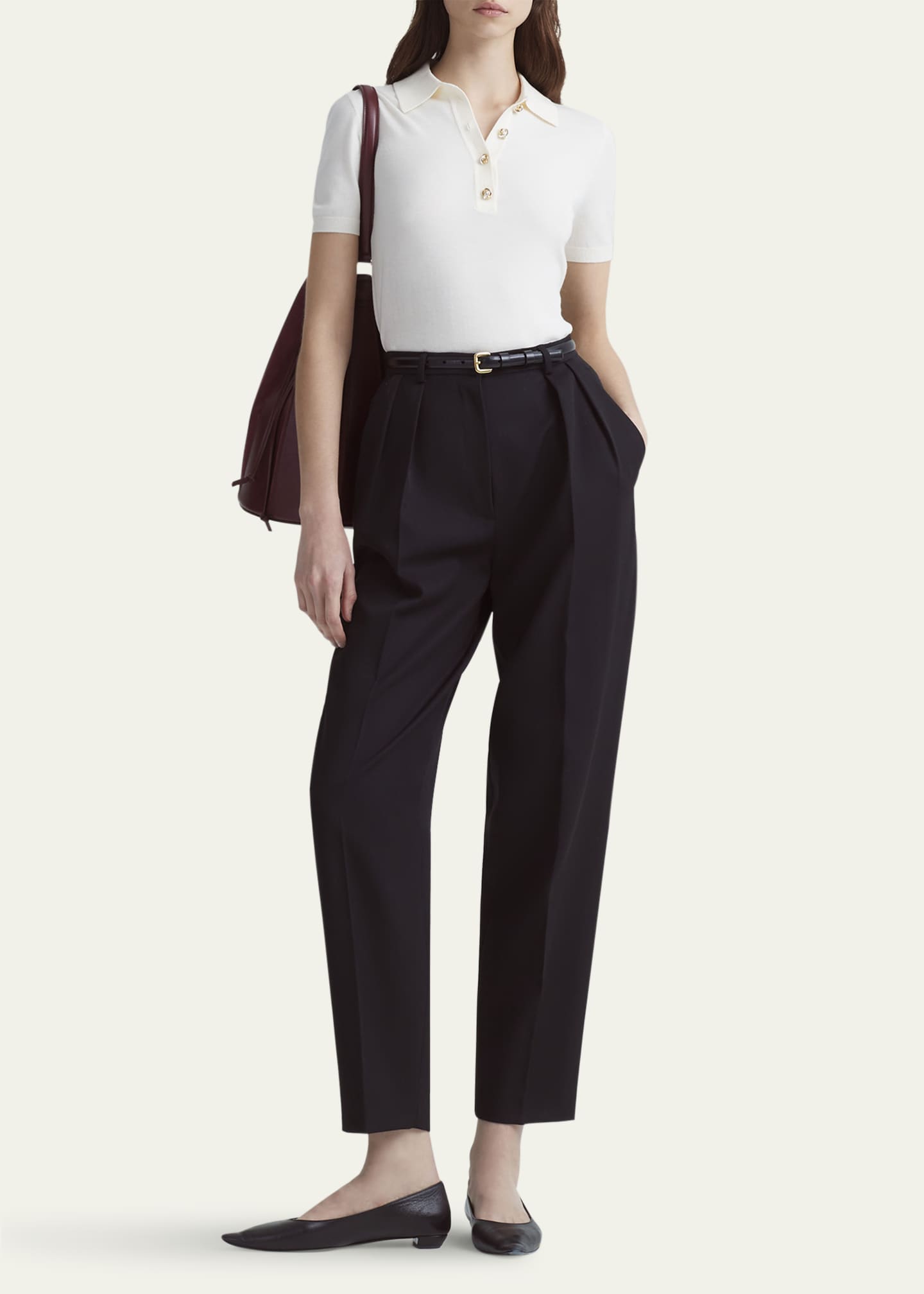 Altuzarra Nemo Polo Short-Sleeve Wool Sweater Image 2 of 4