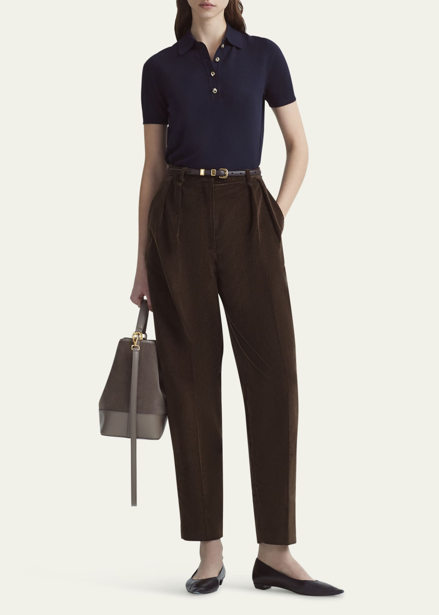 Altuzarra Nemo Polo Short-Sleeve Wool Sweater Image 2 of 4