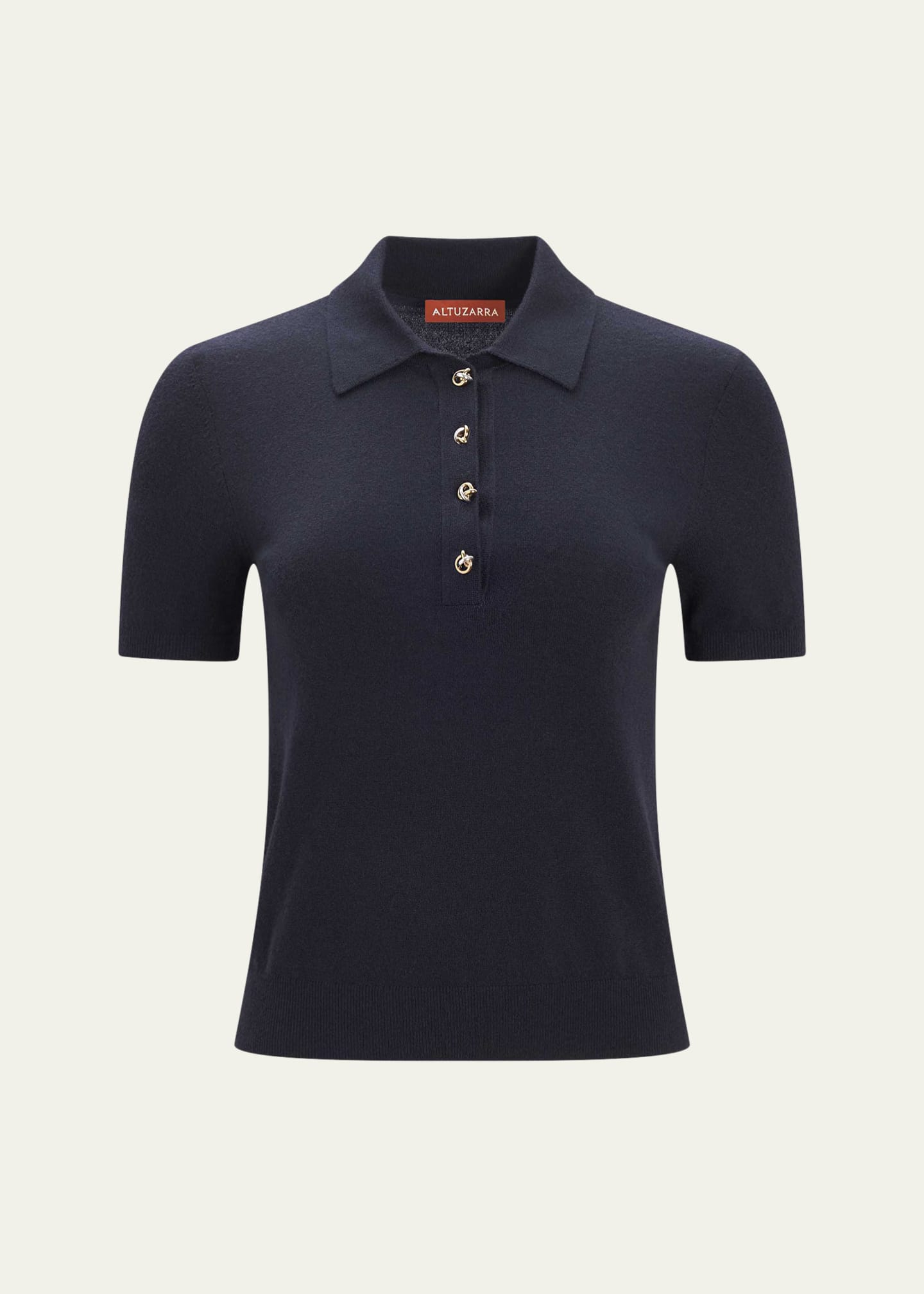 Altuzarra Nemo Polo Short-Sleeve Wool Sweater Image 1 of 4