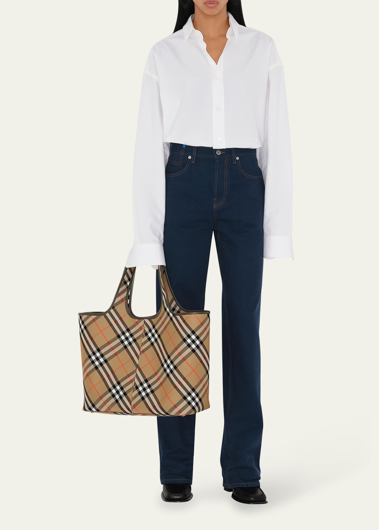 トートバッグ Burberry SS25 SM CHECK TOTE Burberry Medium Check Leather Tote Bag | Saks Fifth Avenue