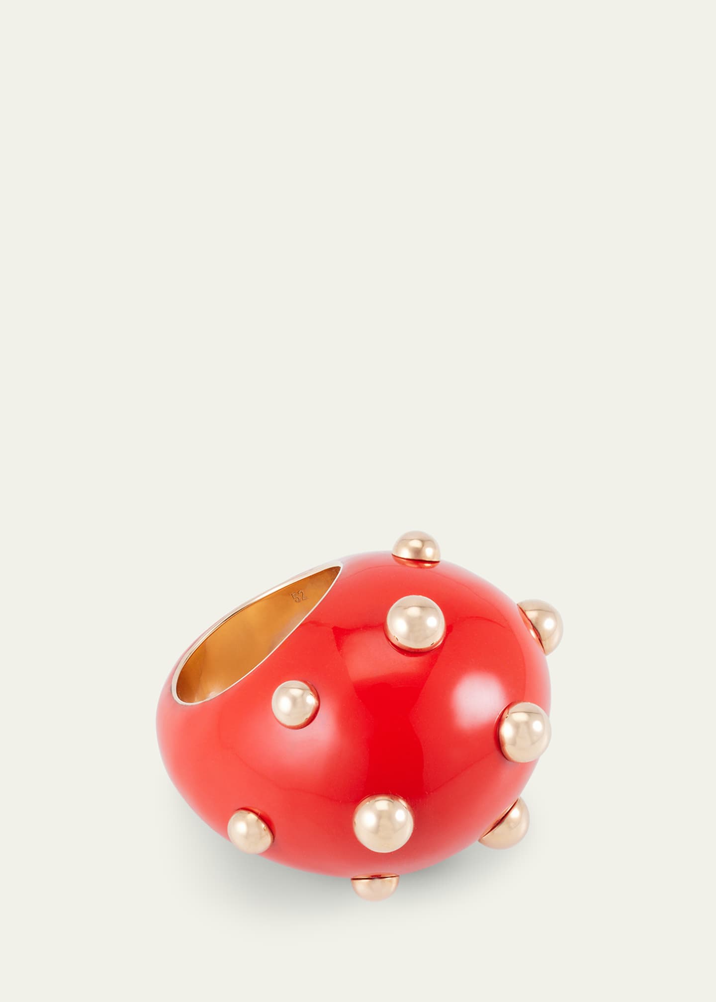 GIORGIO B Goccia Ring with Coral Enamel in 18K Rose Gold Image 3 of 4