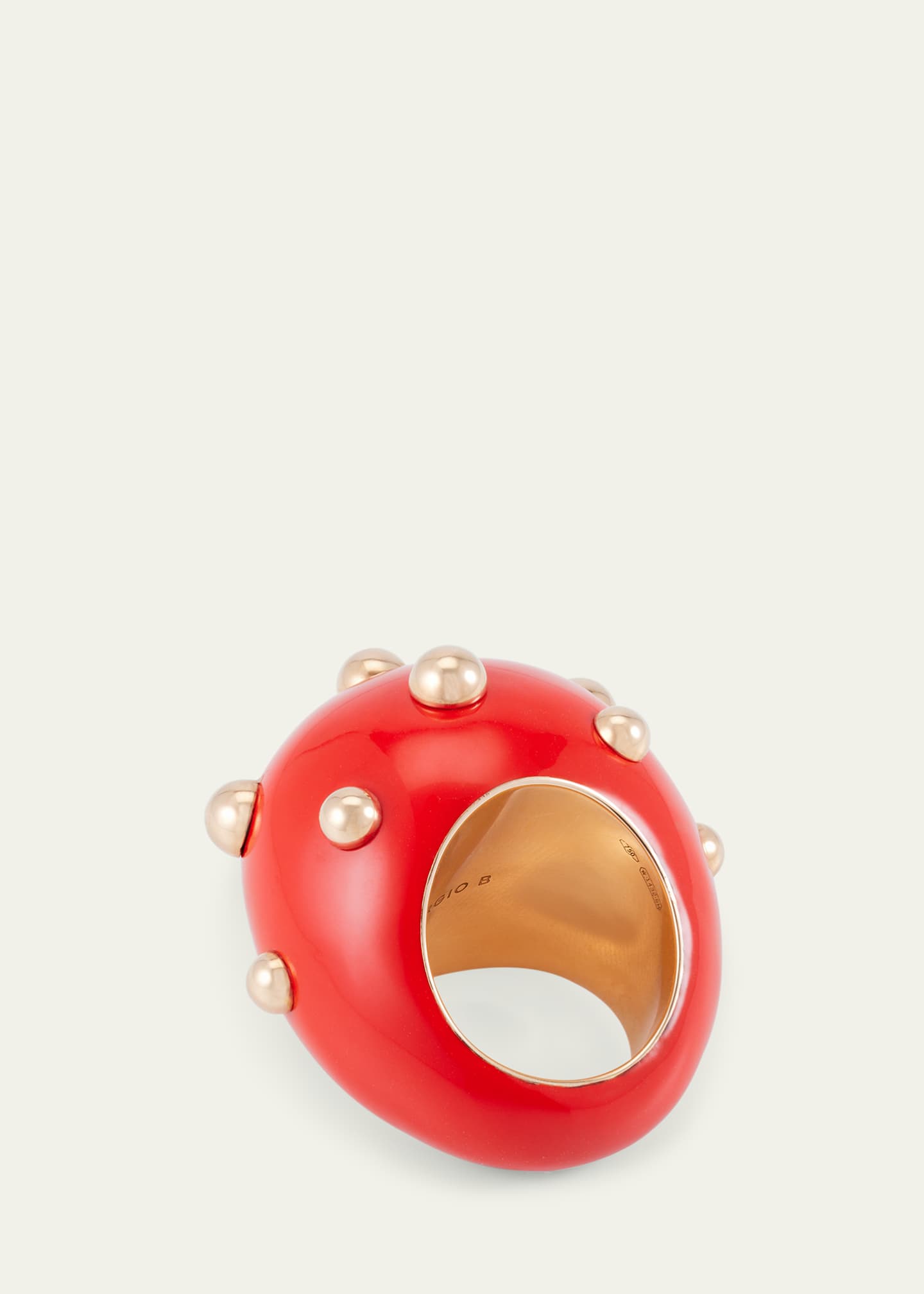 GIORGIO B Goccia Ring with Coral Enamel in 18K Rose Gold Image 4 of 4