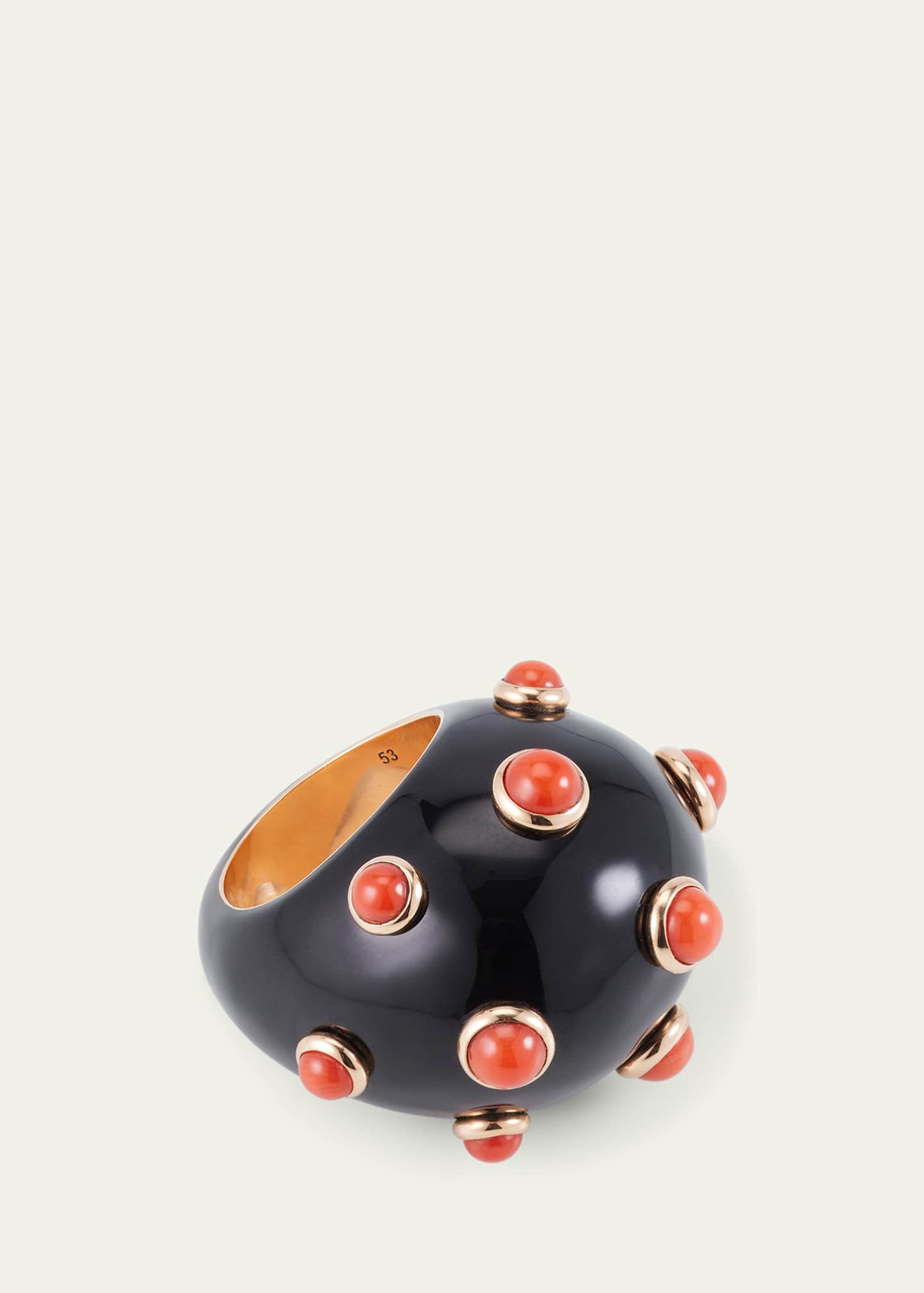 GIORGIO B 18K Rose Gold Goccia Ring with Black Enamel and Coral Image 3 of 4