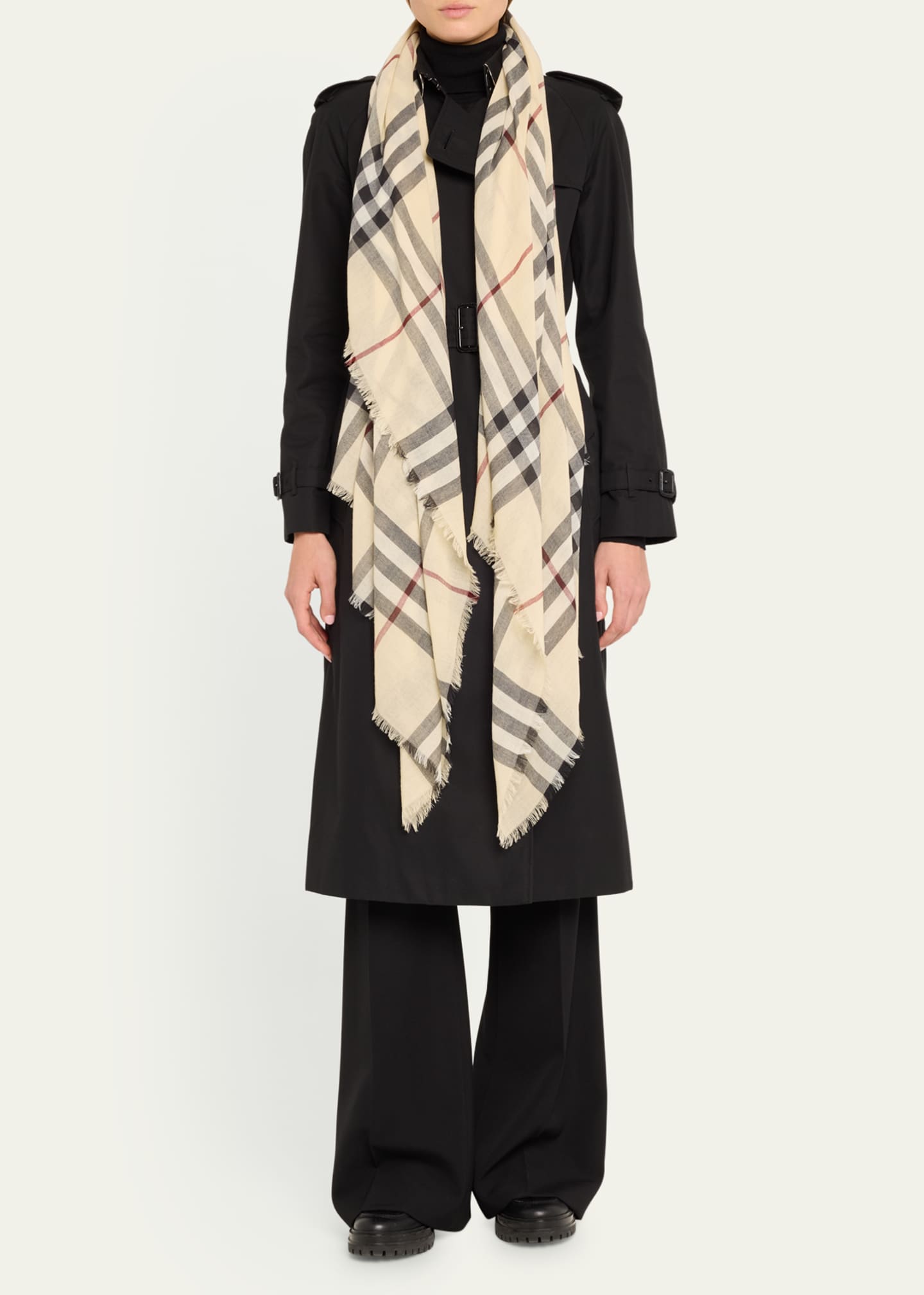 Burberry Giant Check Wool Scarf Image 2 of 3