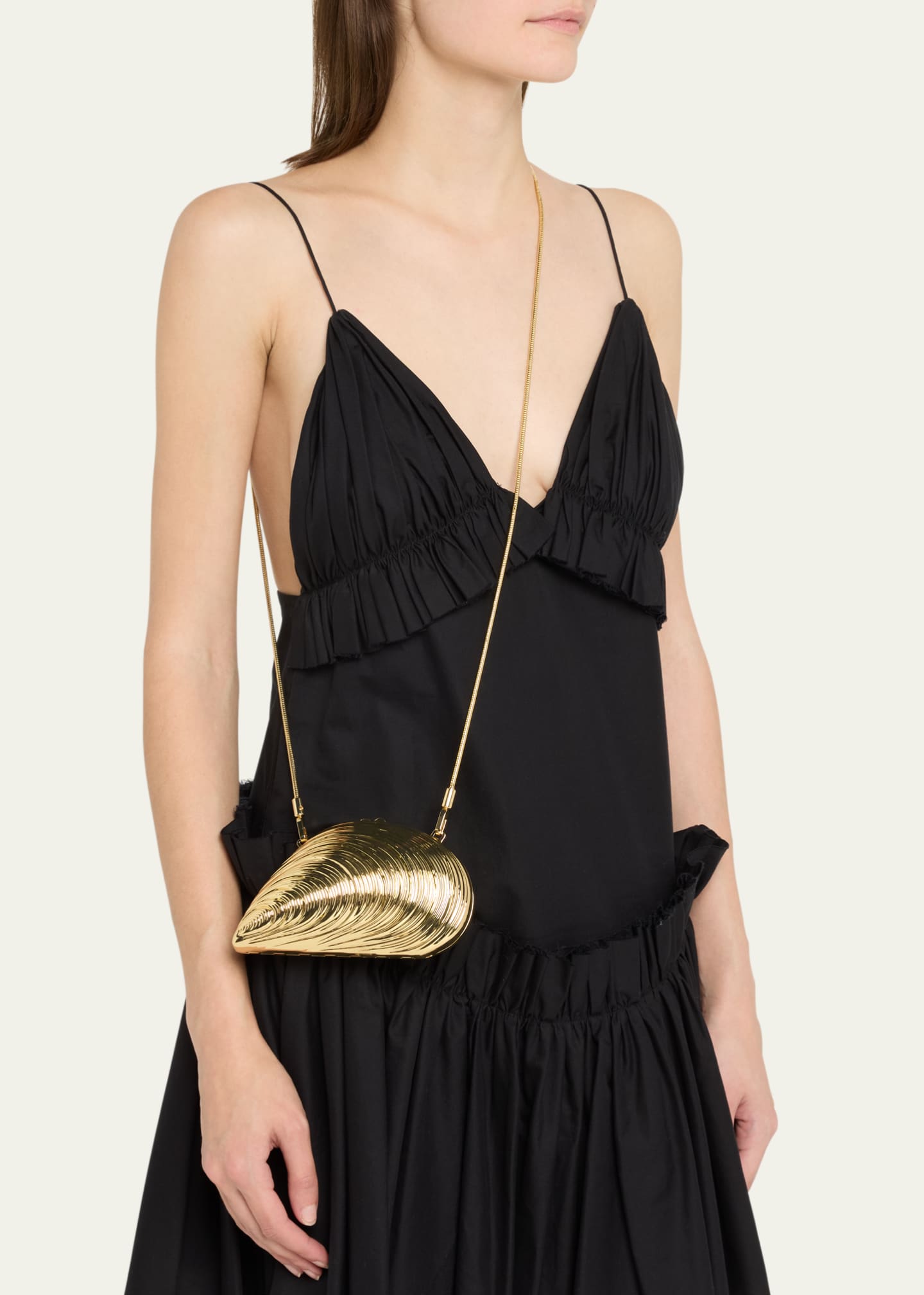 SIMKHAI Bridget Mini Metal Oyster Shell Clutch Bag Image 2 of 6