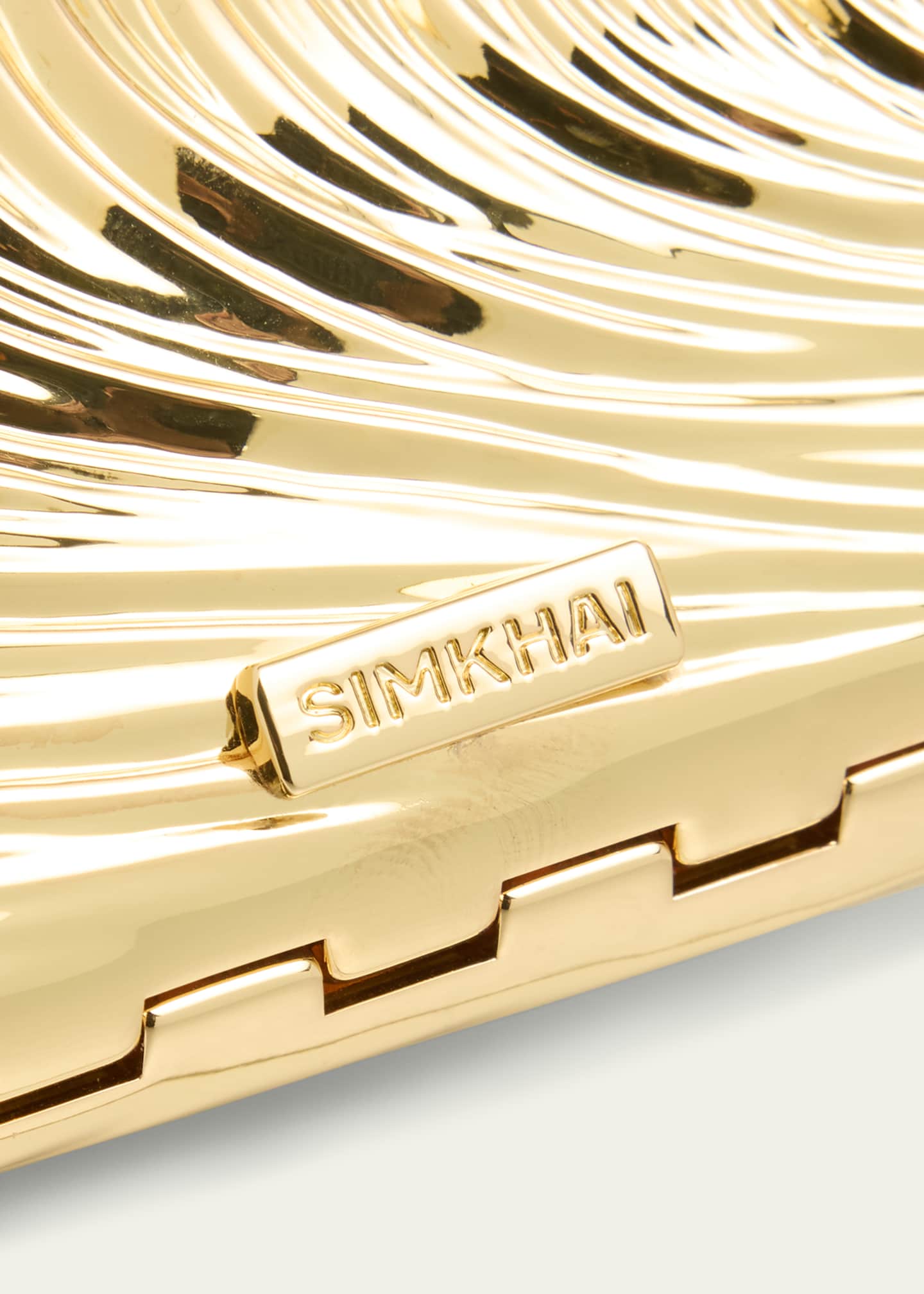 SIMKHAI Bridget Mini Metal Oyster Shell Clutch Bag Image 6 of 6