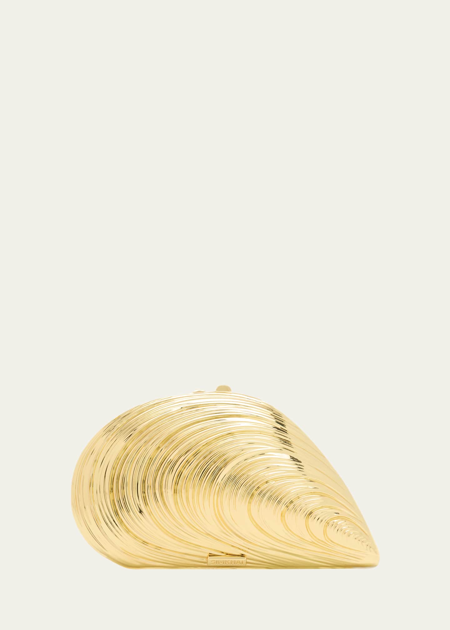 SIMKHAI Bridget Mini Metal Oyster Shell Clutch Bag Image 1 of 6