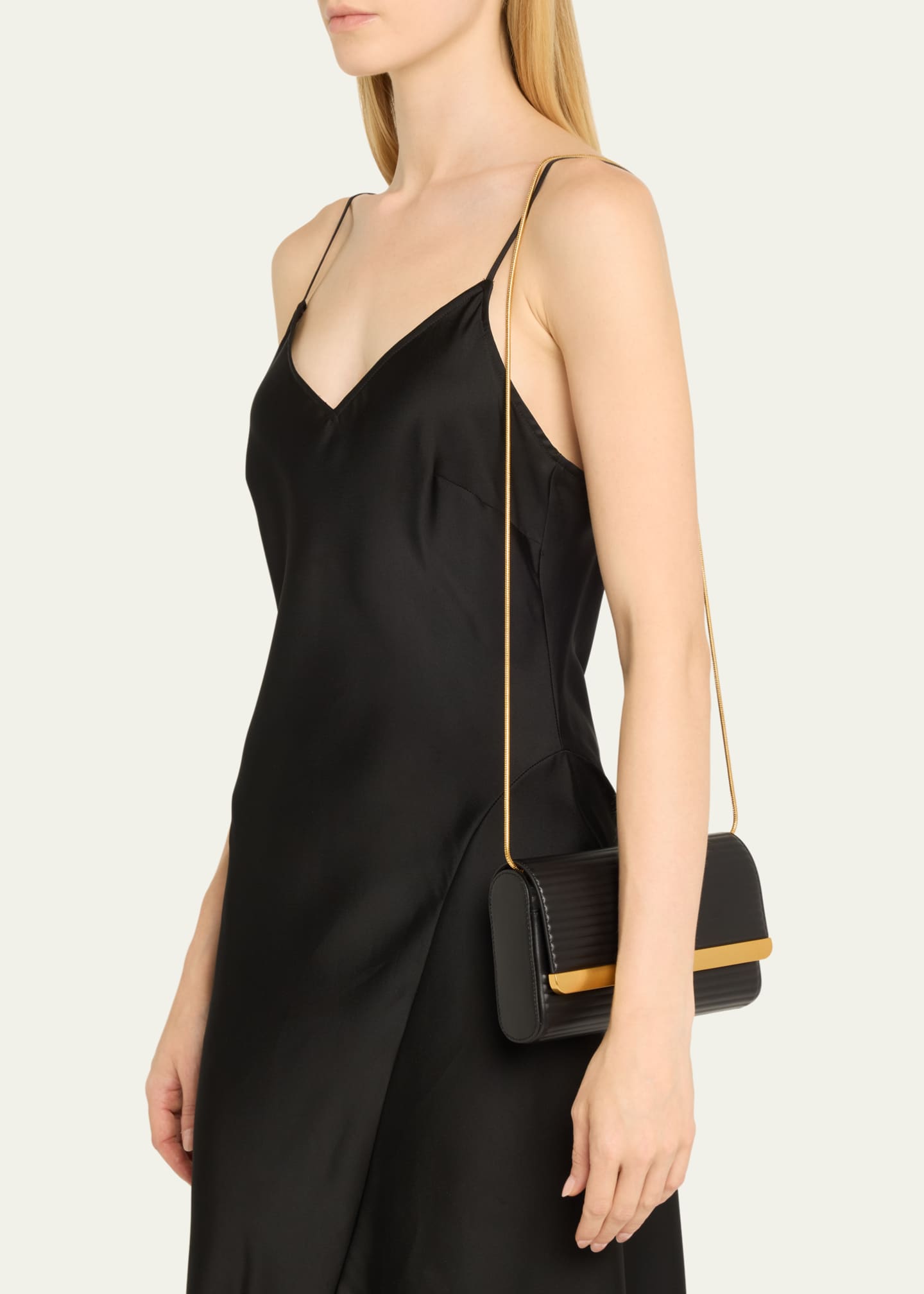 SIMKHAI Rolo Flap Padded Leather Clutch Bag Image 2 of 6