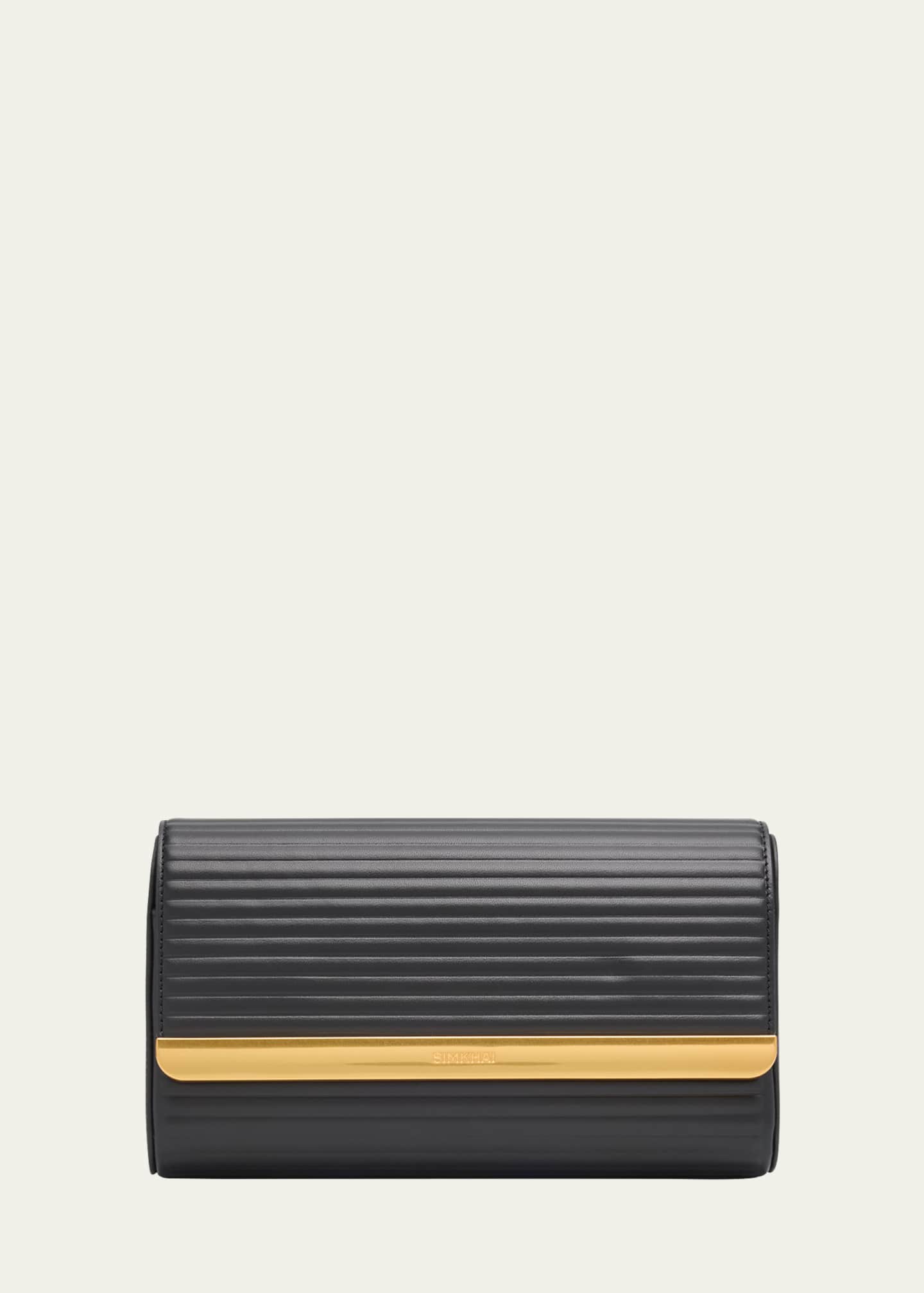 SIMKHAI Rolo Flap Padded Leather Clutch Bag Image 1 of 6