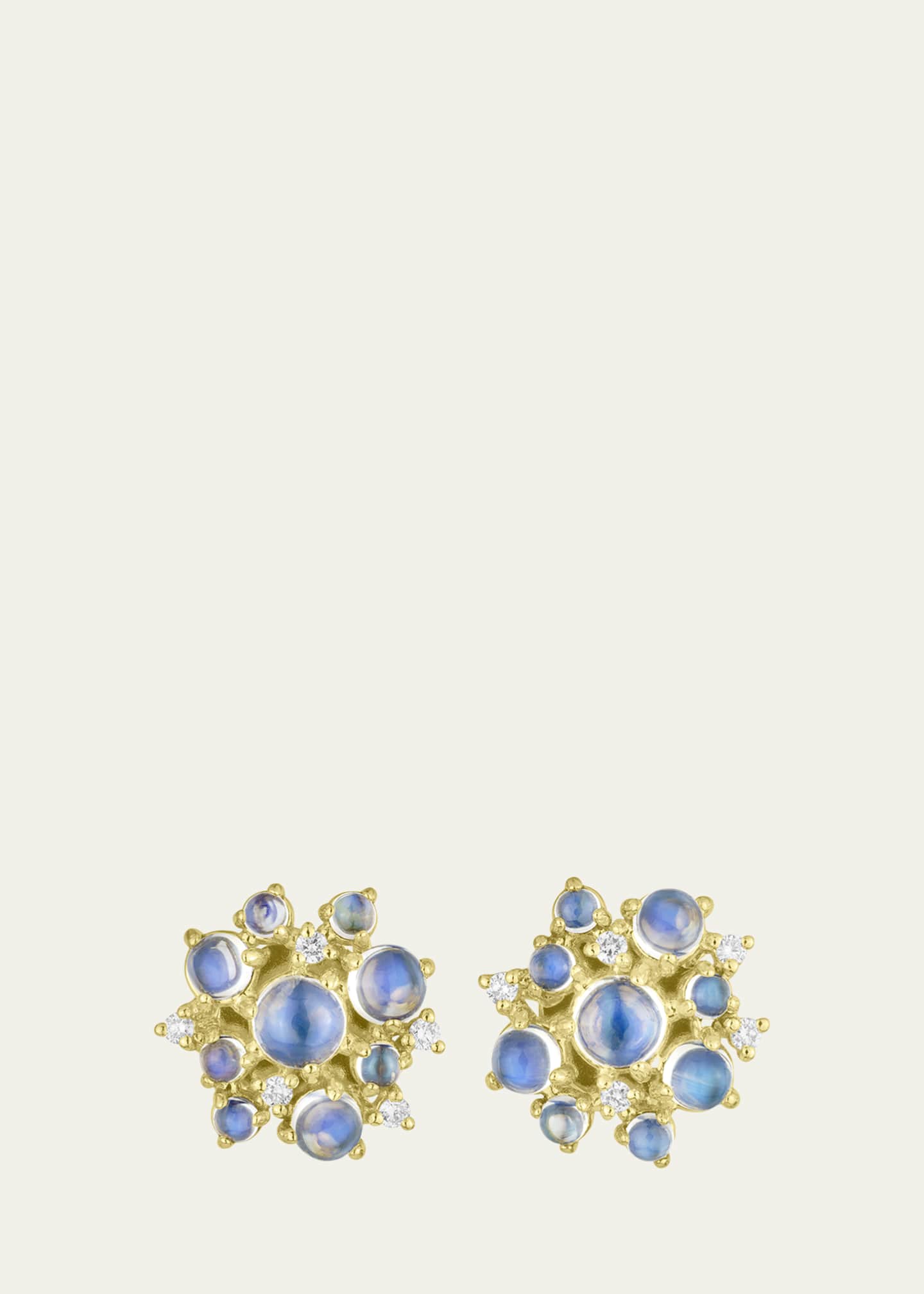Paul Morelli 18K Yellow Gold Moonstone Bubble Stud Earrings with Diamonds