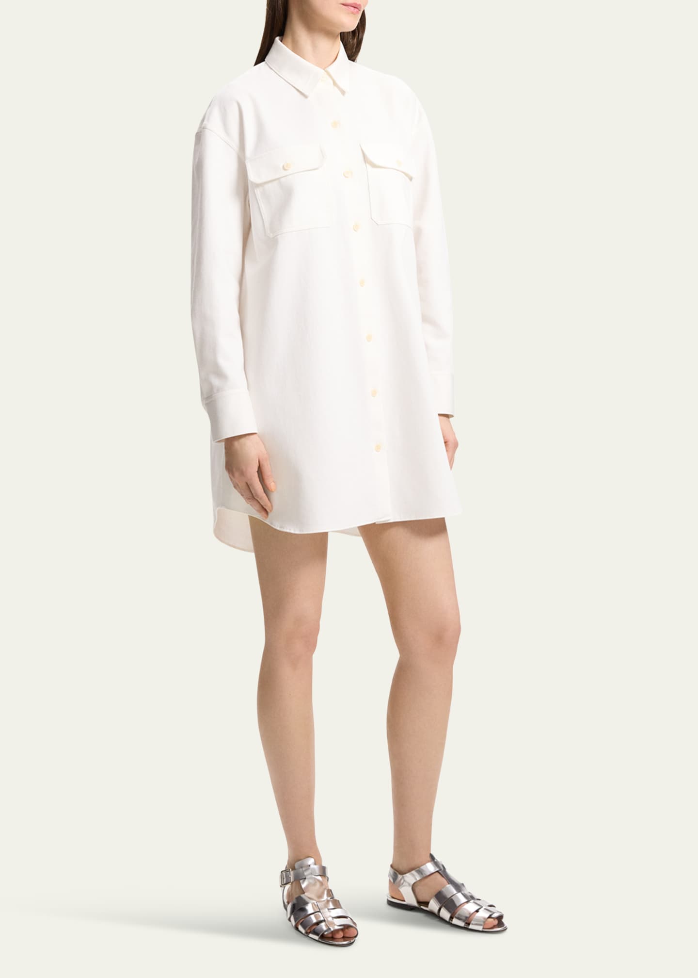 Theory Military Long-Sleeve Mini Shirtdress Image 4 of 5