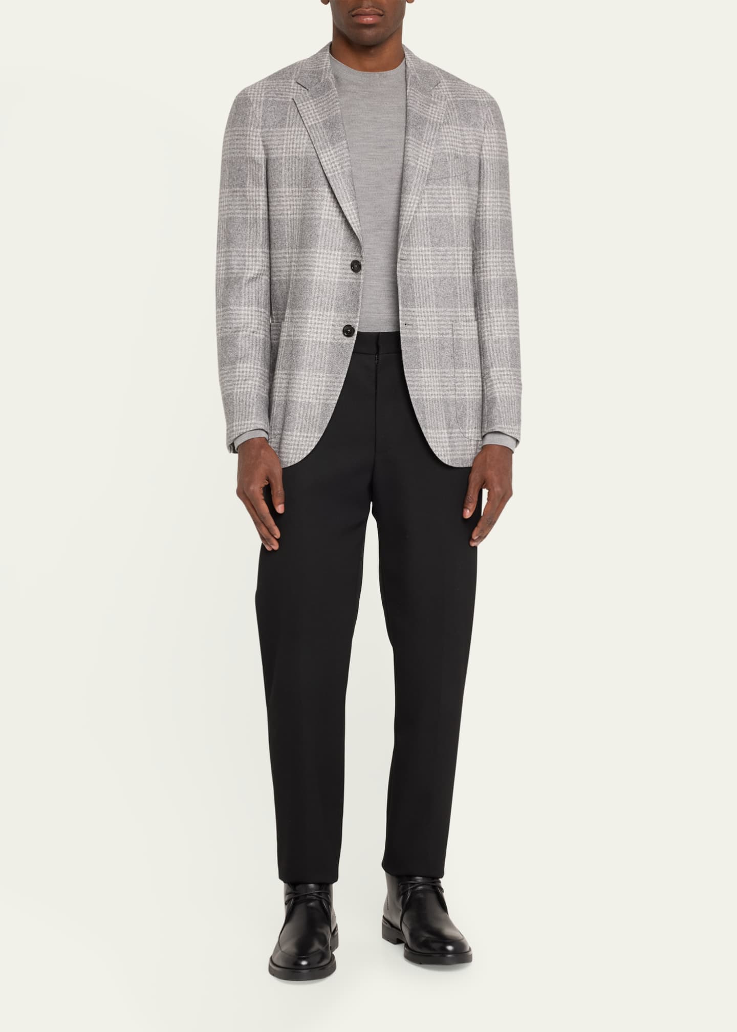 ZEGNA Men's Plaid Silk-Wool Sport Coat Image 2 of 5