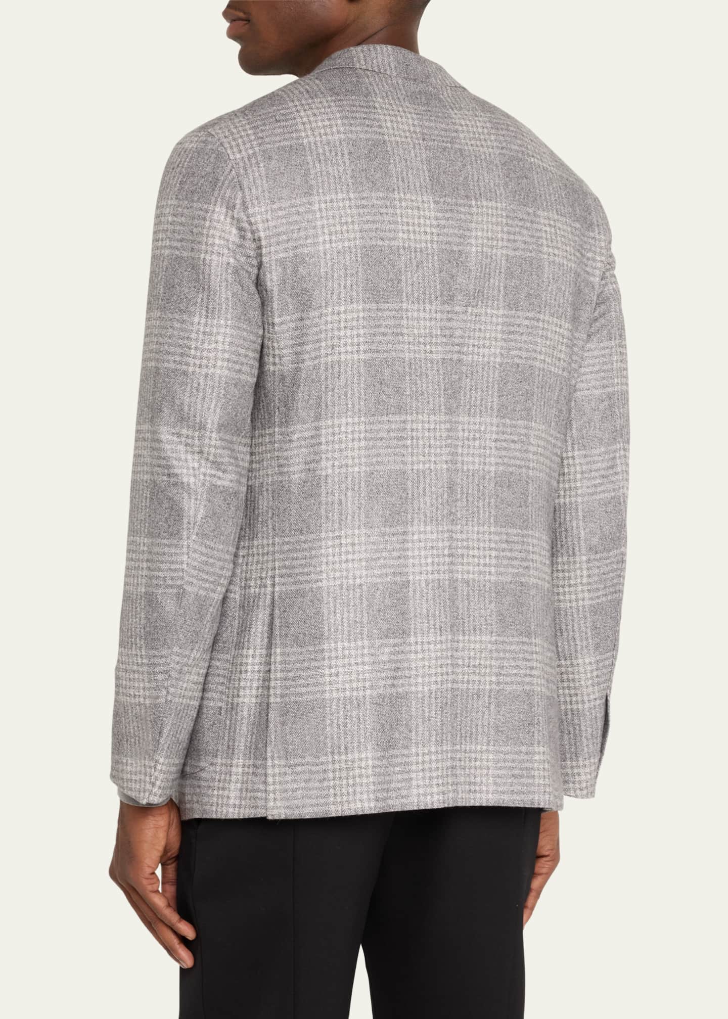 ZEGNA Men's Plaid Silk-Wool Sport Coat Image 3 of 5