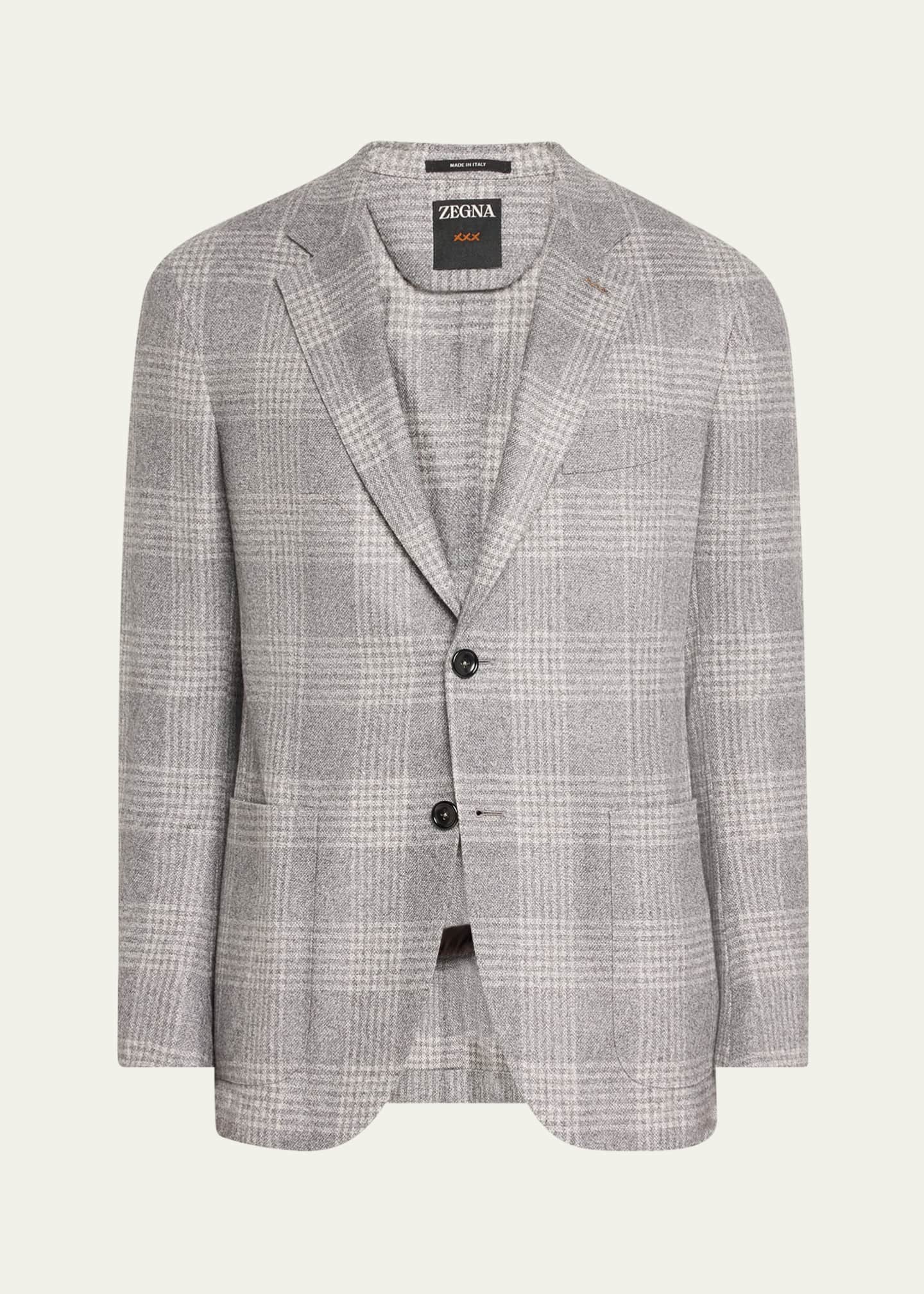 ZEGNA Men's Plaid Silk-Wool Sport Coat Image 1 of 5