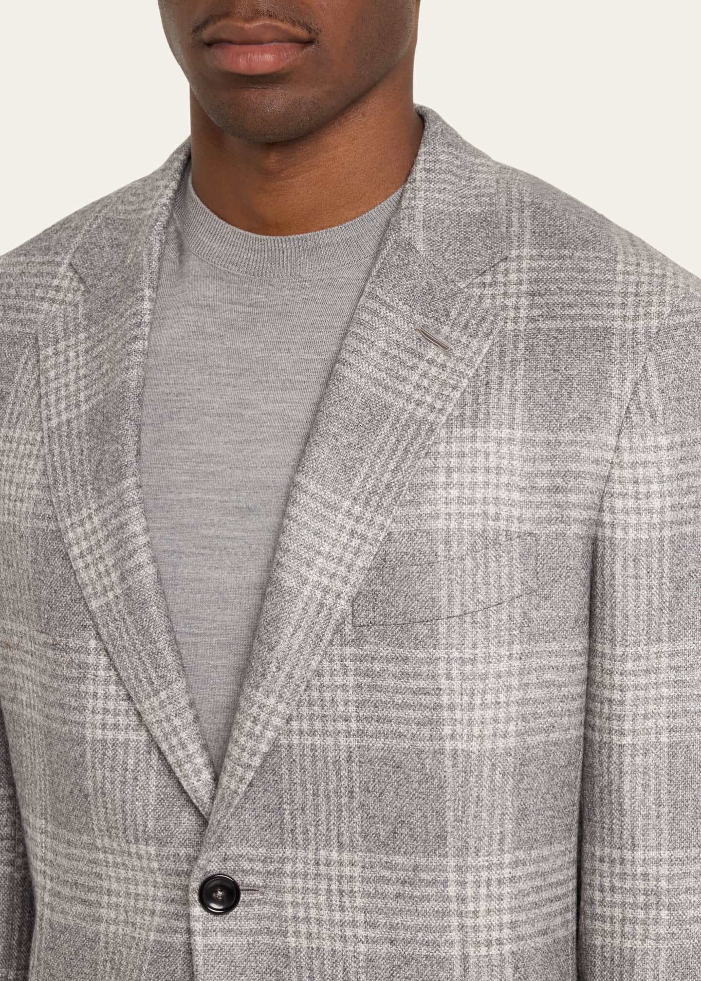 ZEGNA Men's Plaid Silk-Wool Sport Coat Image 5 of 5