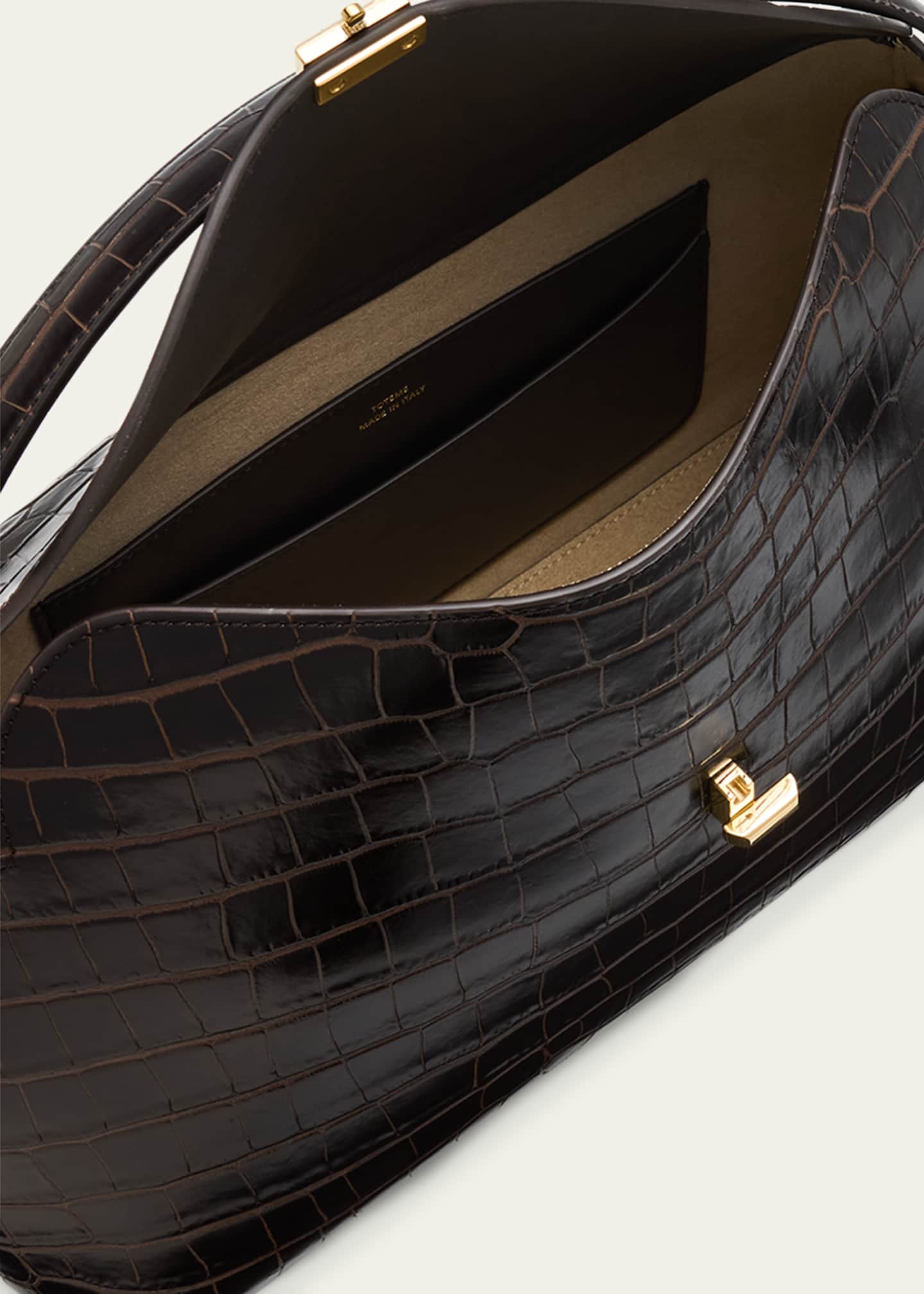 T-Lock Croc-Embossed Top-Handle Bag