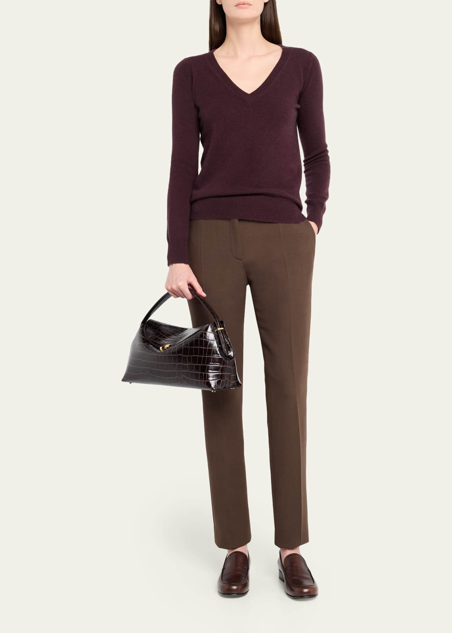 T-Lock Croc-Embossed Top-Handle Bag