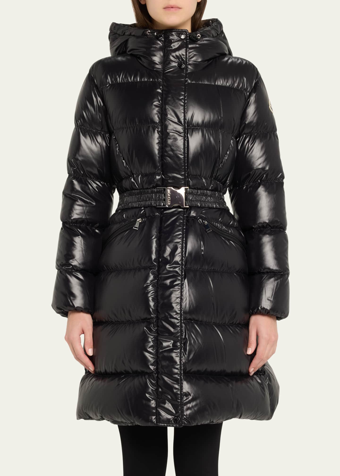 Moncler Bellevue Long Belted Puffer Coat Image 4 of 5