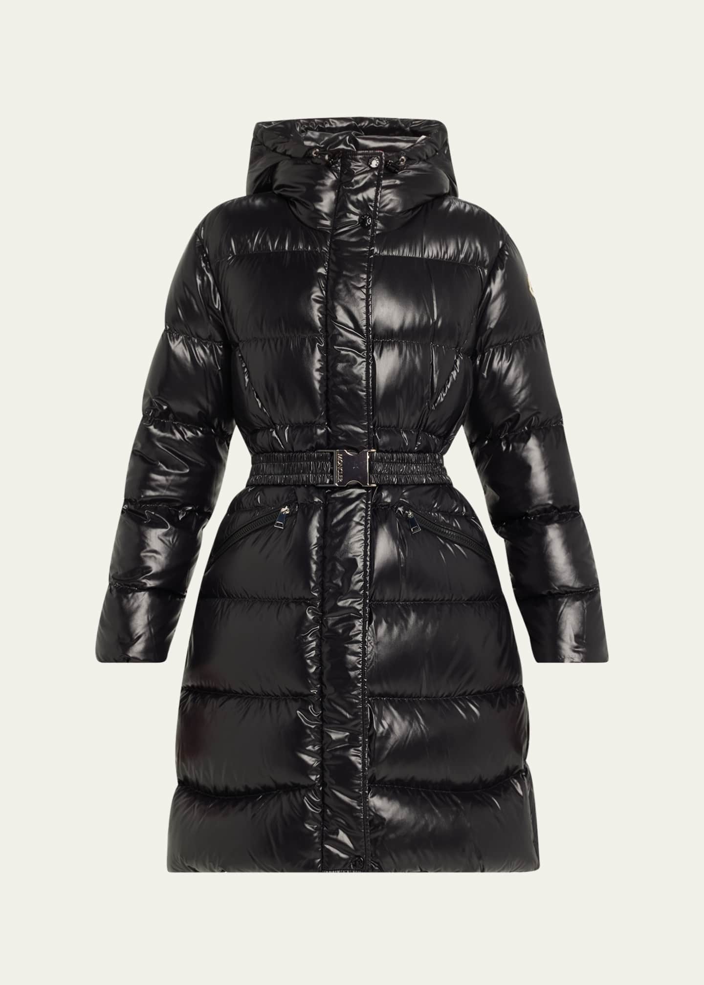 Moncler Bellevue Long Belted Puffer Coat Image 1 of 5