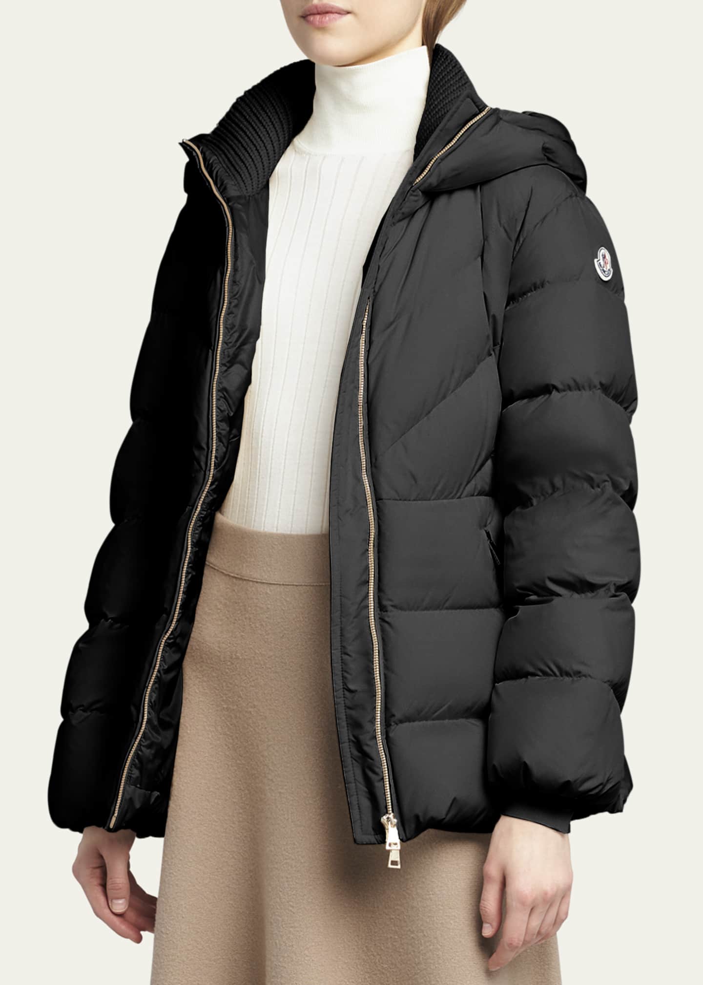 Moncler belted puffer coat store