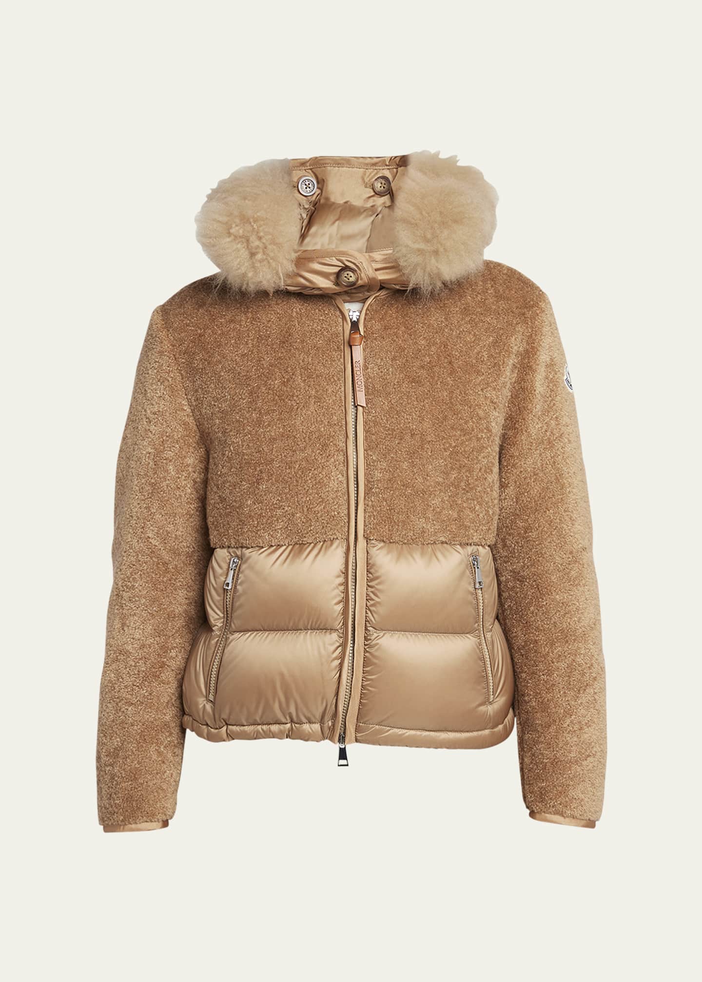 【Moncler】Teddy イヤーマフ Moncler Marne Teddy Combo Puffer Jacket - Bergdorf Goodman