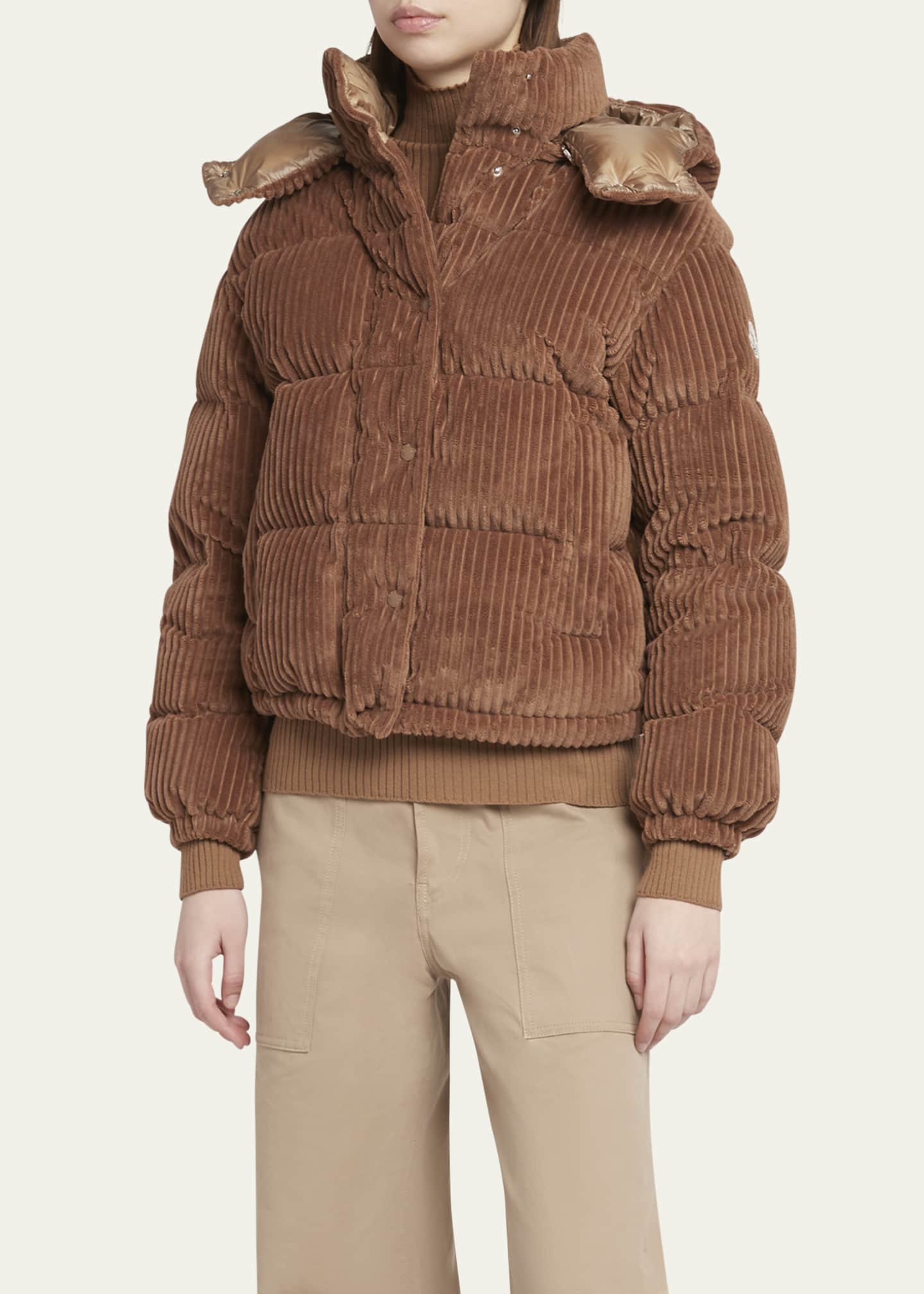 Moncler Daos Velvet Corduroy Puffer Jacket