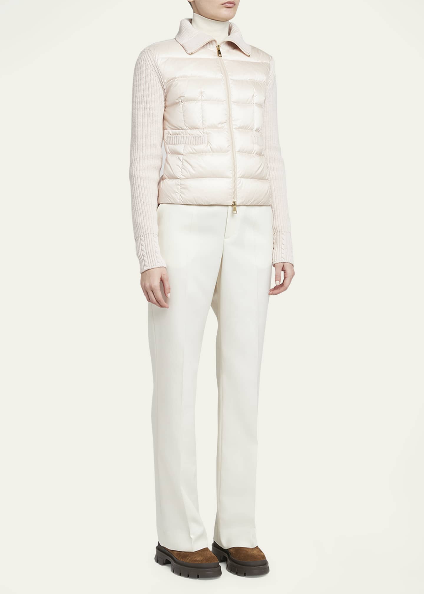 Moncler Quilted Down Knit Cardigan Image 2 of 5