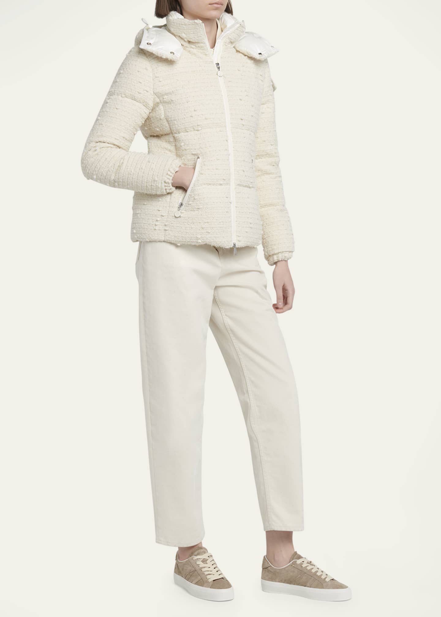 Moncler Fourmines Boucle Tweed Puffer Jacket Image 2 of 5
