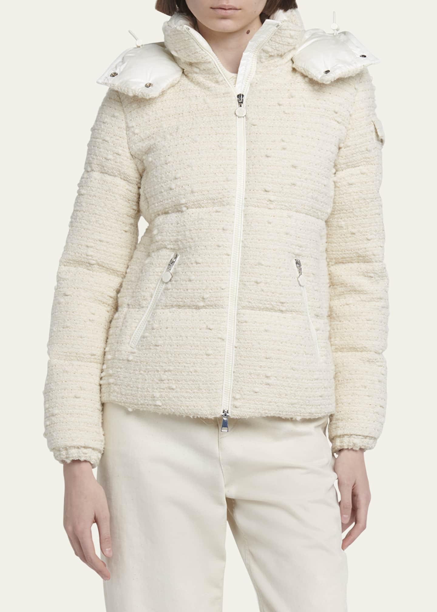 Moncler Fourmines Boucle Tweed Puffer Jacket Image 4 of 5