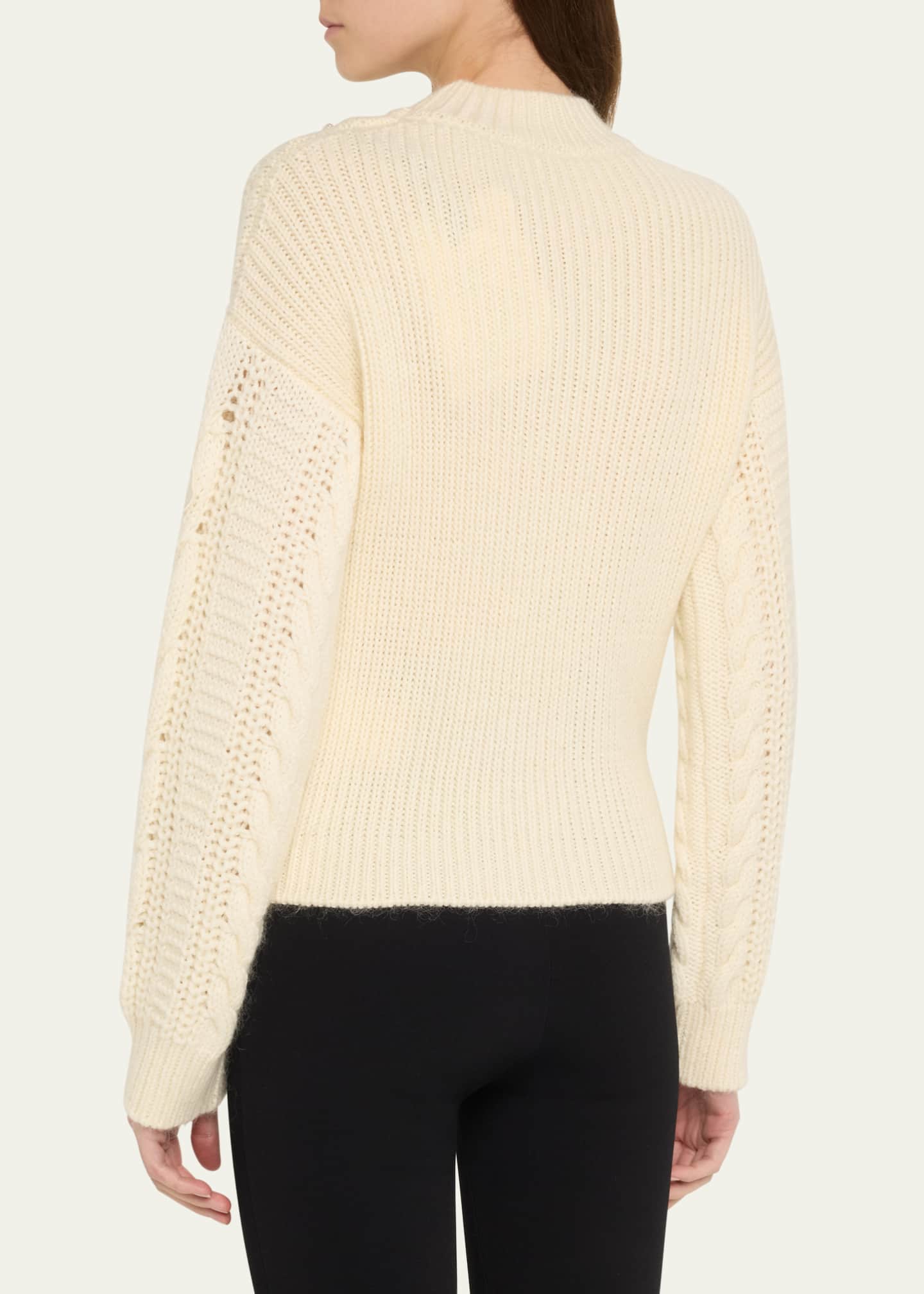 Moncler Embellished Wool Cable-Knit Sweater Image 3 of 5