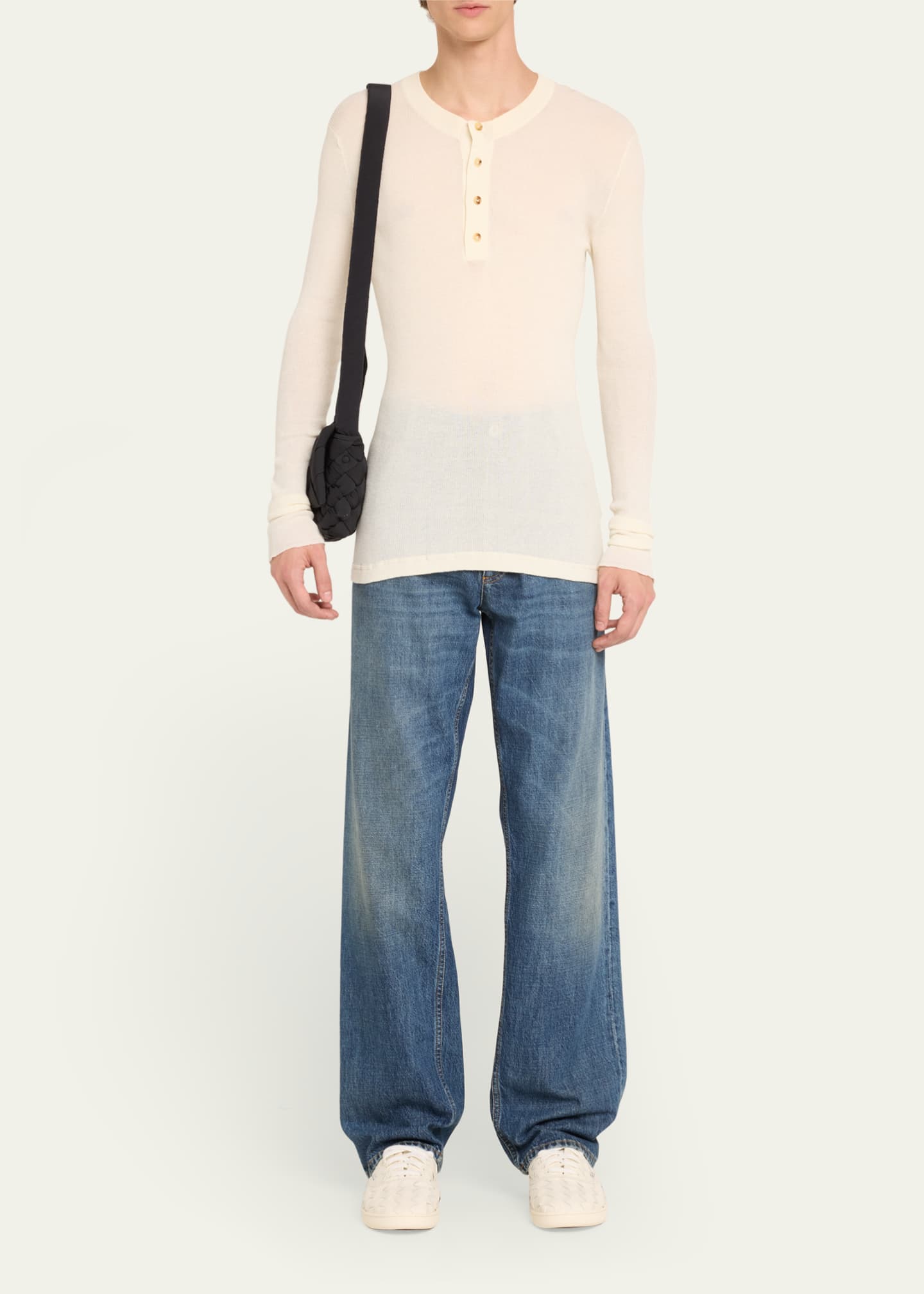 Bottega Veneta Men's Rumple Intreccio Nylon Crossbody Bag Image 5 of 5