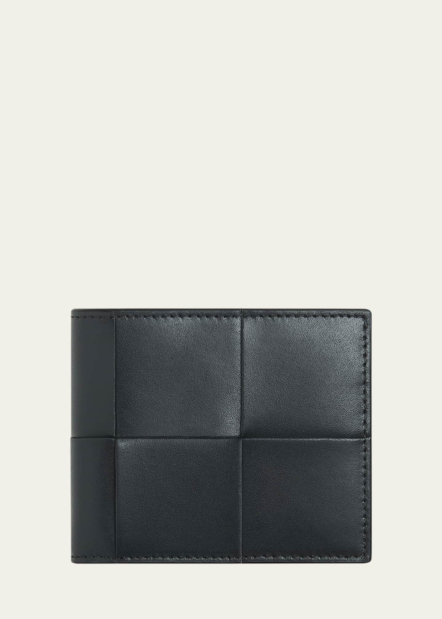 Bottega Veneta Men's Cassette Bicolor Intreccio Leather Bifold