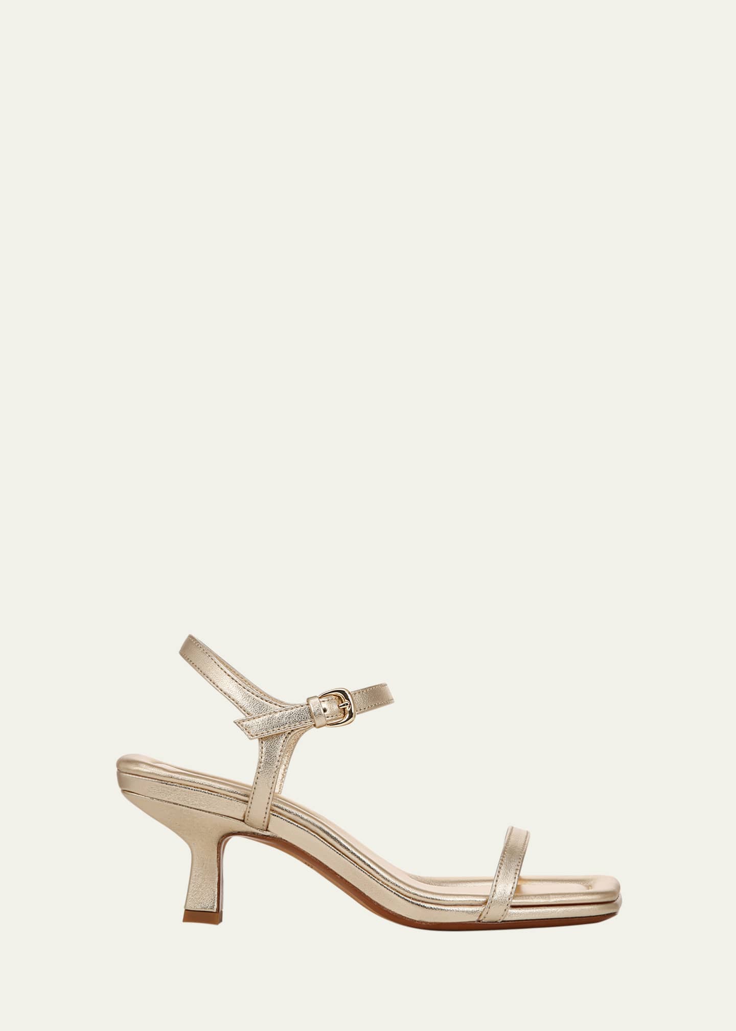 Vince Coco Metallic Leather Kitten-Heel Sandals Image 1 of 5