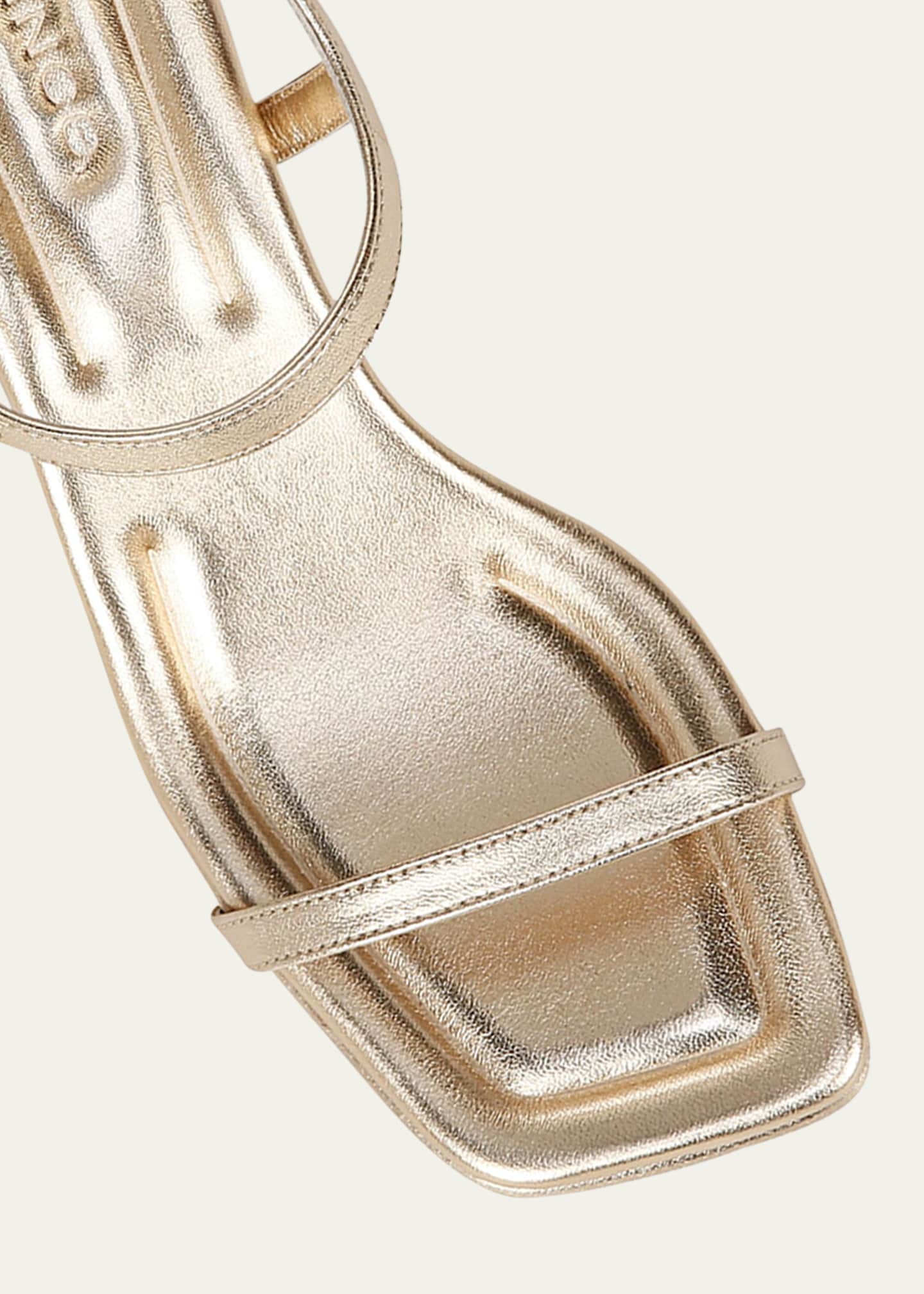 Vince Coco Metallic Leather Kitten-Heel Sandals Image 5 of 5