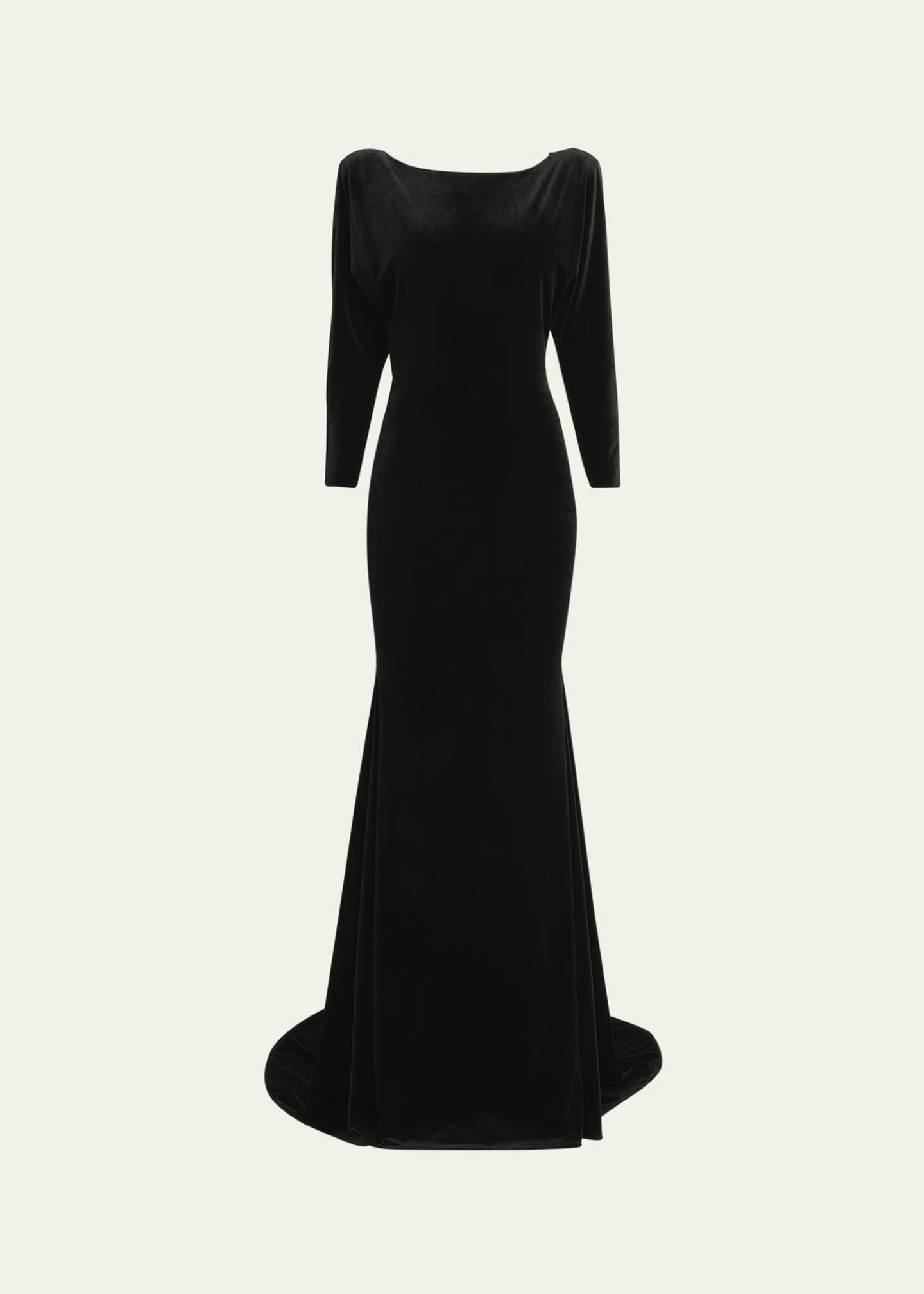 Alex Perry Velvet Gown with Open Cowl Back