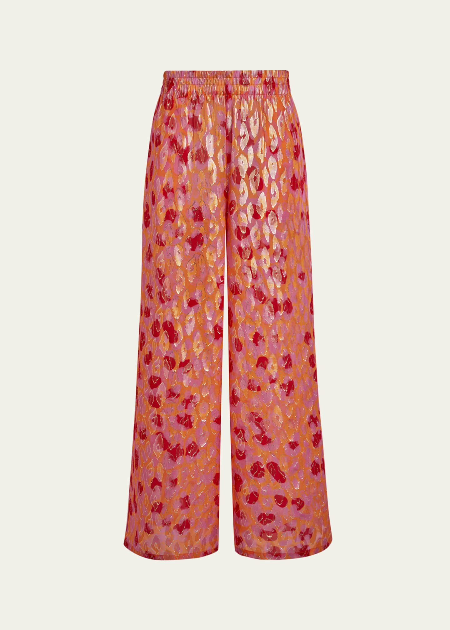 Vilebrequin Abstract Leopard Printed Wide-Leg Silk Pants Image 1 of 3