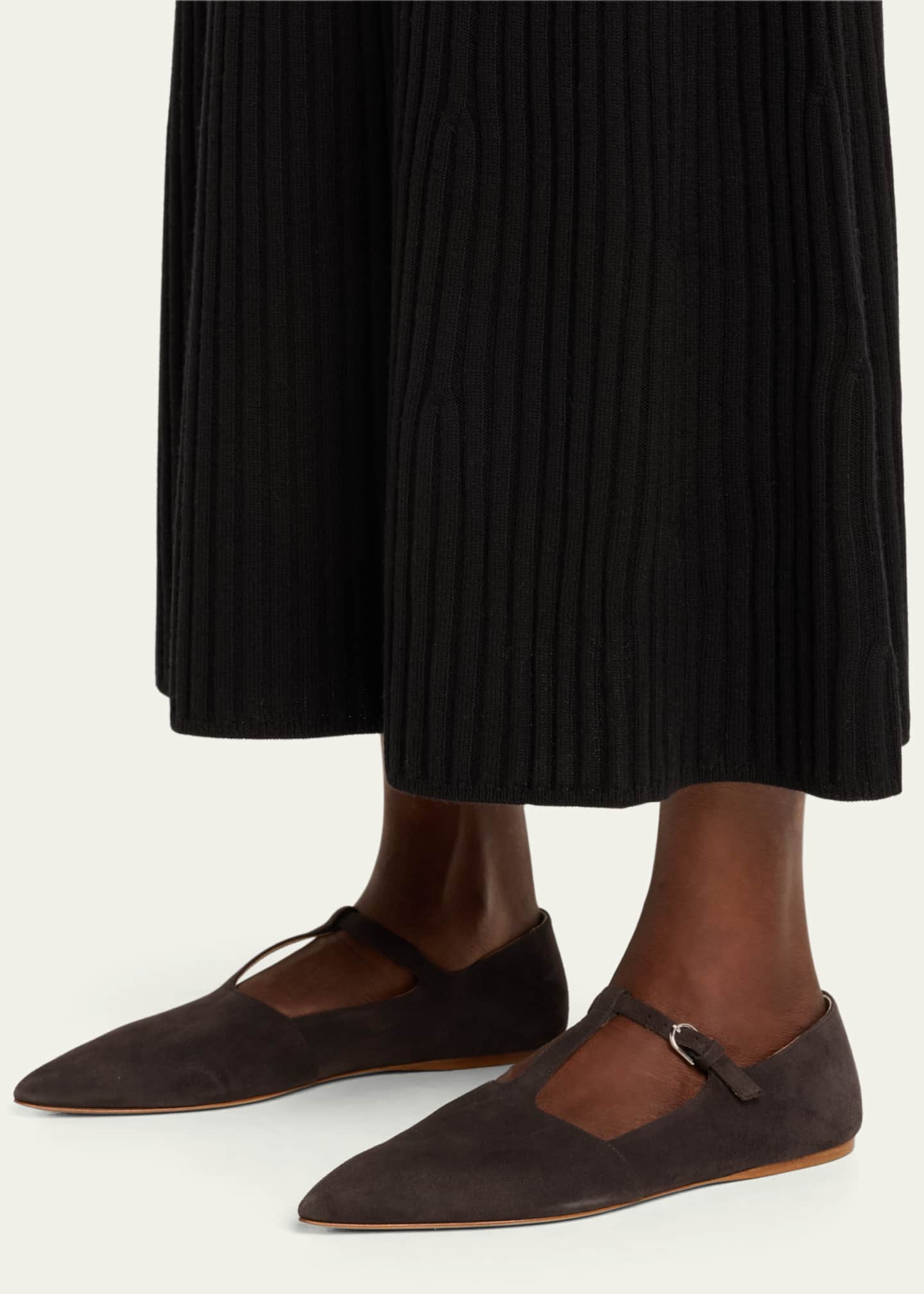 Gabriela Hearst Lola Suede T-strap Ballerina Flats Image 2 of 5