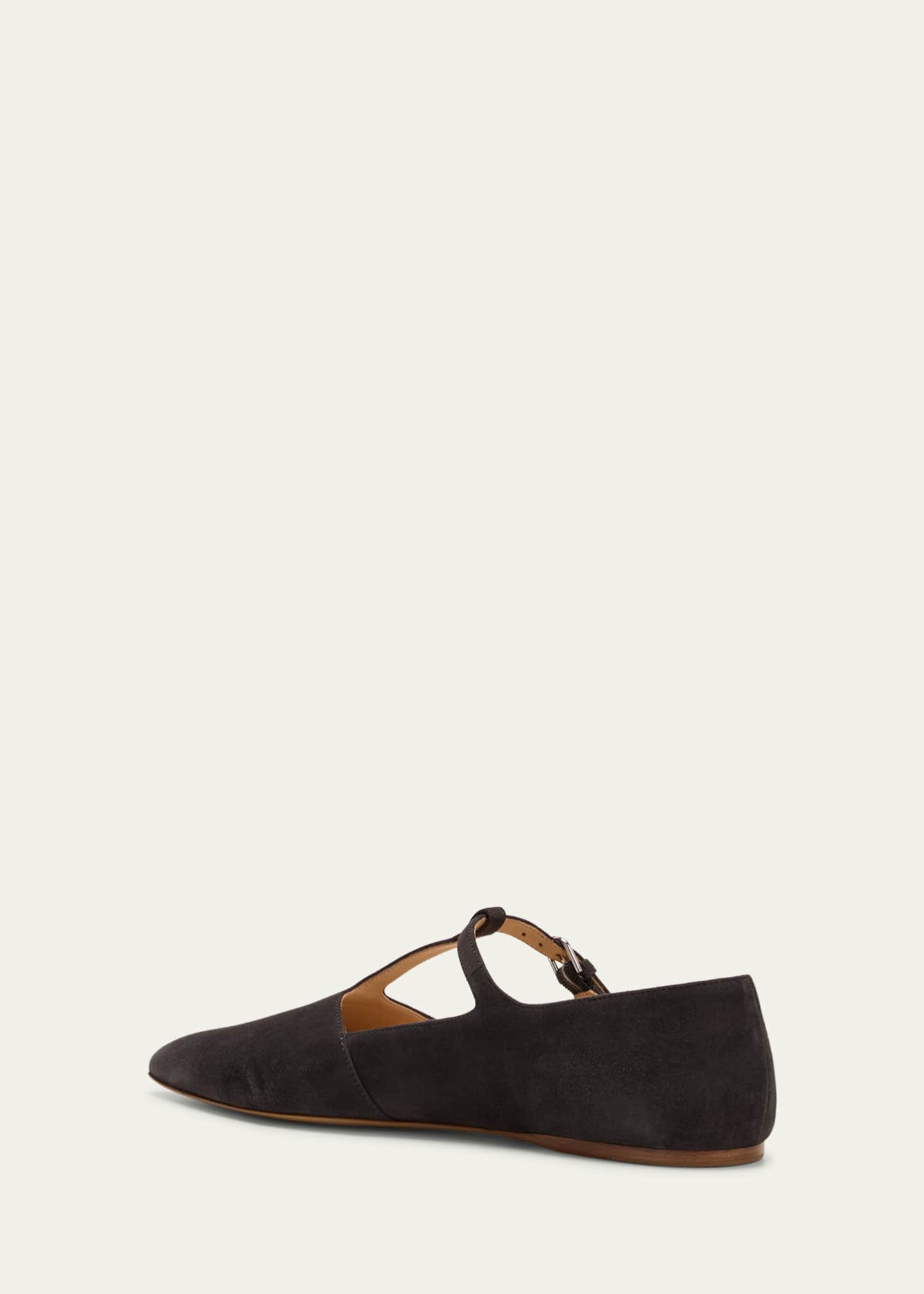Gabriela Hearst Lola Suede T-strap Ballerina Flats Image 4 of 5